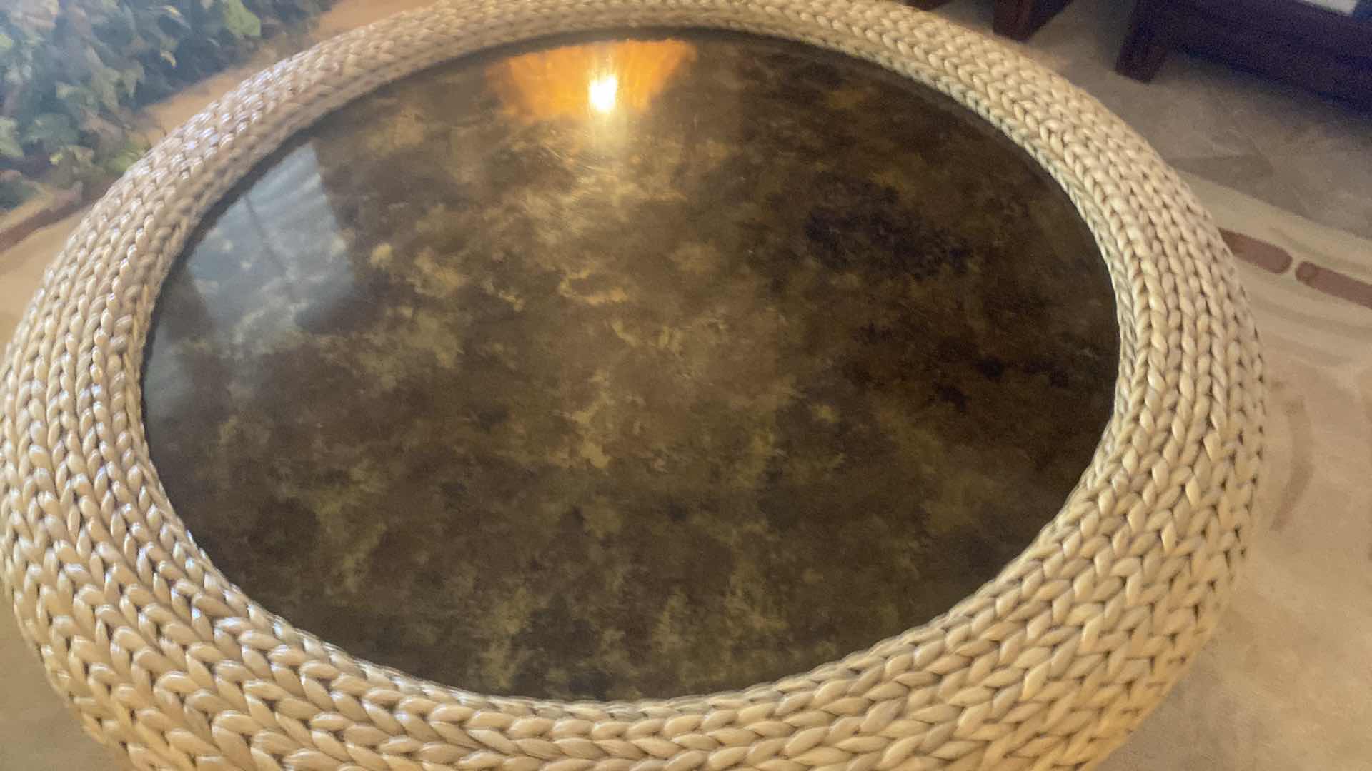 Photo 1 of 43” CRAFTMASTER FURNITURE SEAGRASS & PAINTED BRONZE COCKTAIL TABLE H20”