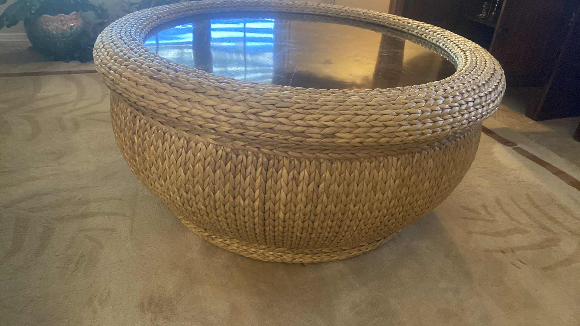 Photo 1 of 43” CRAFTMASTER FURNITURE SEAGRASS & PAINTED BRONZE COCKTAIL TABLE H20”