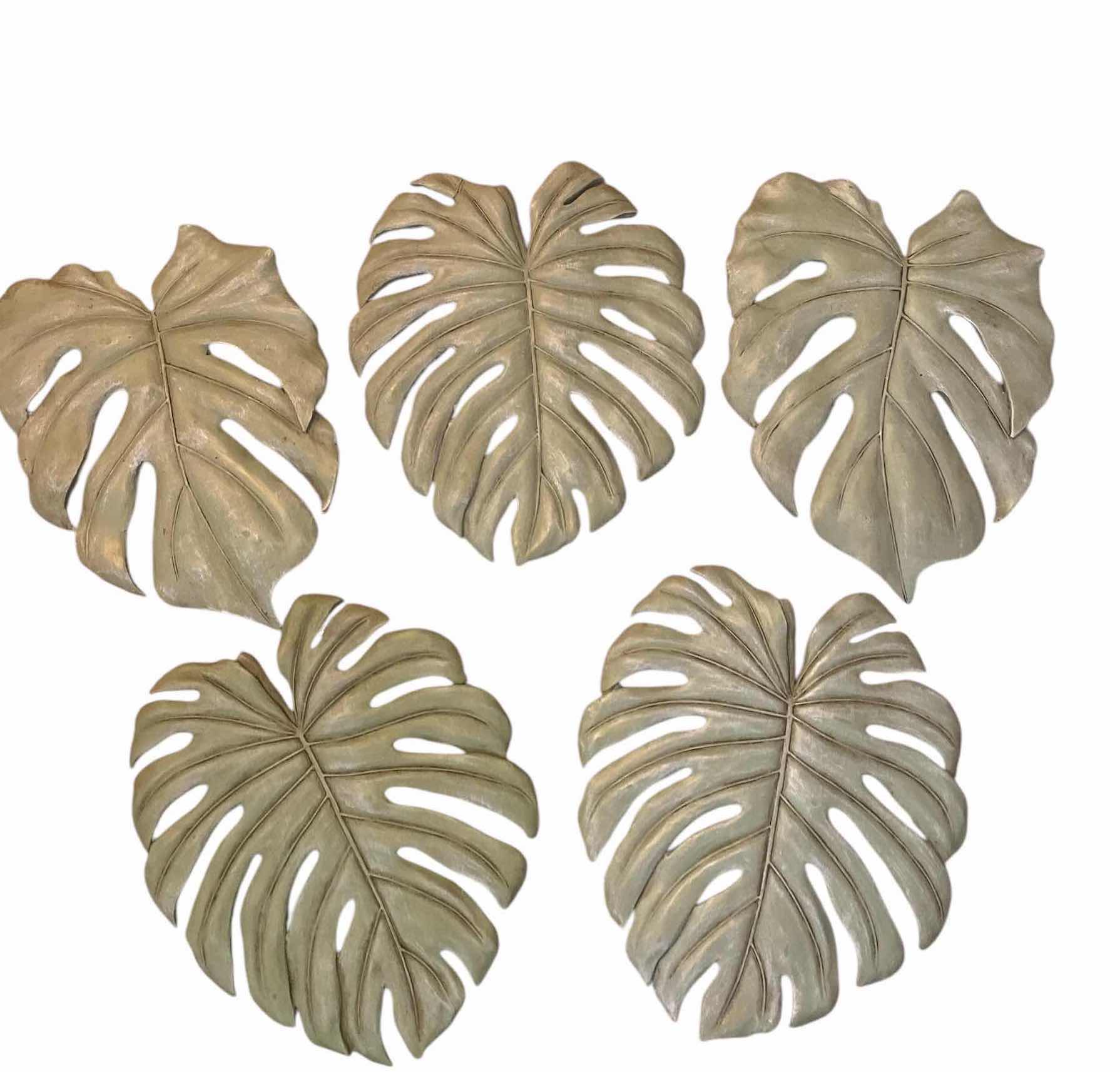 Photo 1 of 5 - PALM LEAF WOOD WALL DECOR EACH 11” x 12”