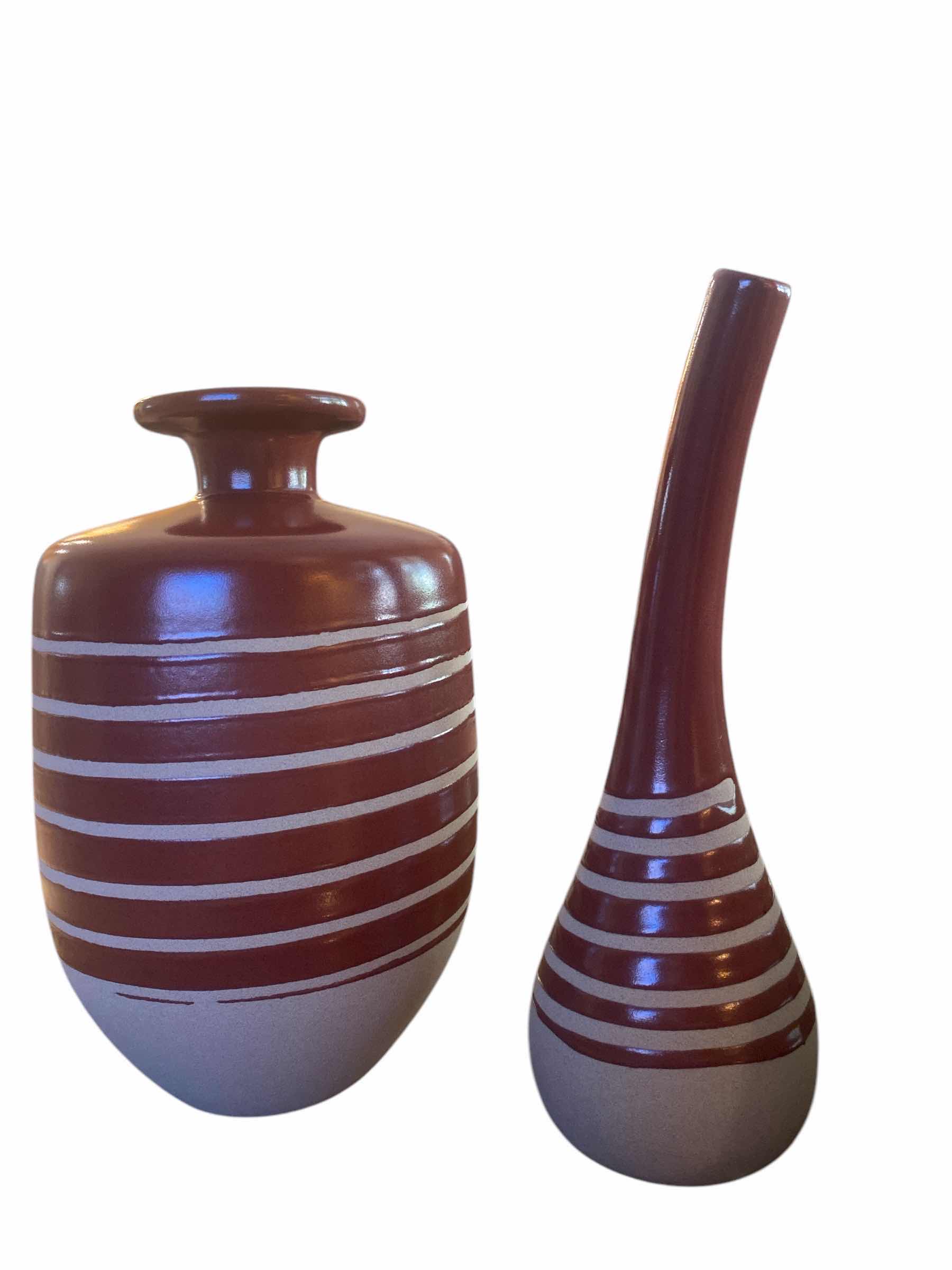 Photo 1 of PAIR OF FRENCH BOTTLE VASES LARGEST 6” X 10”