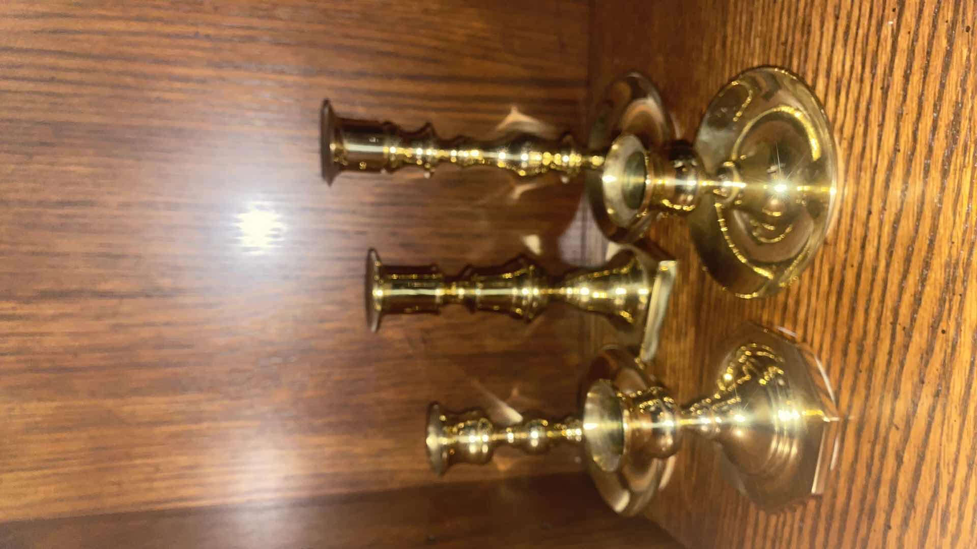 Photo 1 of 5 - BRASS CANDLE STICKS TALLEST H7”