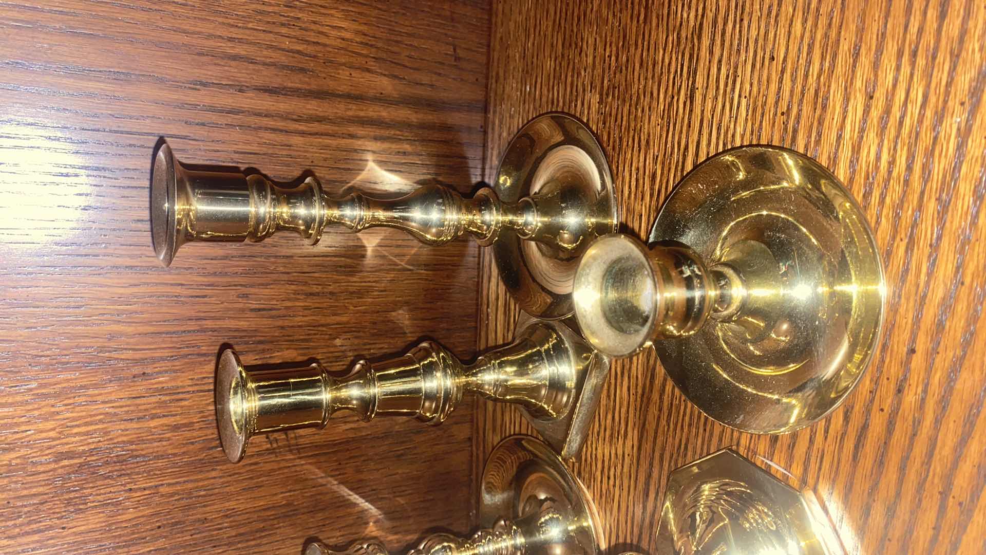 Photo 1 of 5 - BRASS CANDLE STICKS TALLEST H7”