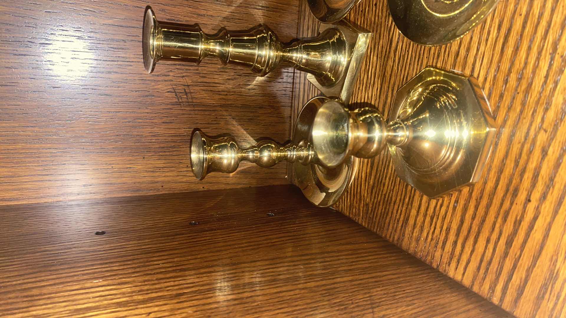 Photo 1 of 5 - BRASS CANDLE STICKS TALLEST H7”