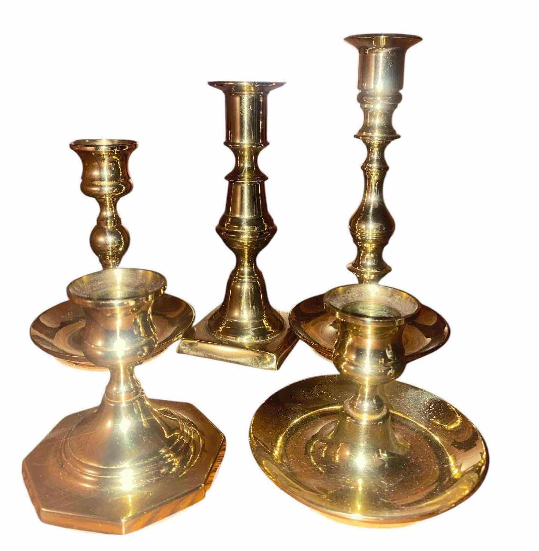 Photo 1 of 5 - BRASS CANDLE STICKS TALLEST H7”