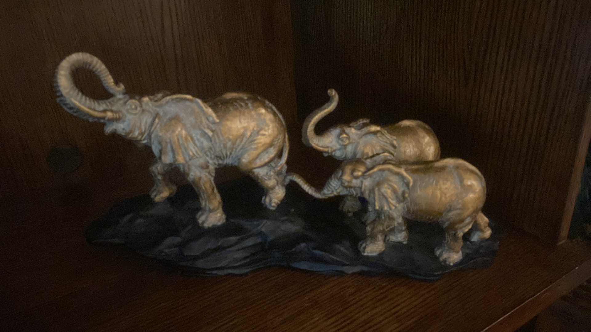 Photo 1 of ELEPHANT FAMILY STATUE RESIN 14” x 8 1/2”