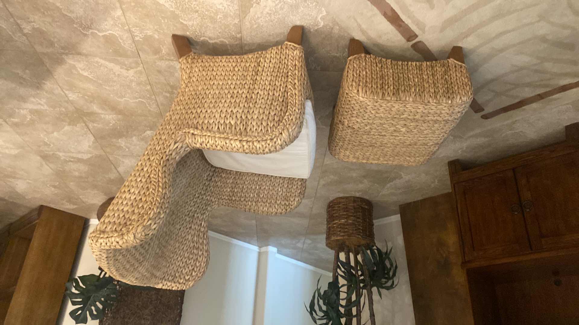 Photo 1 of POTTERY BARN SEAGRASS WINGBACK CHAIR & OTTOMAN