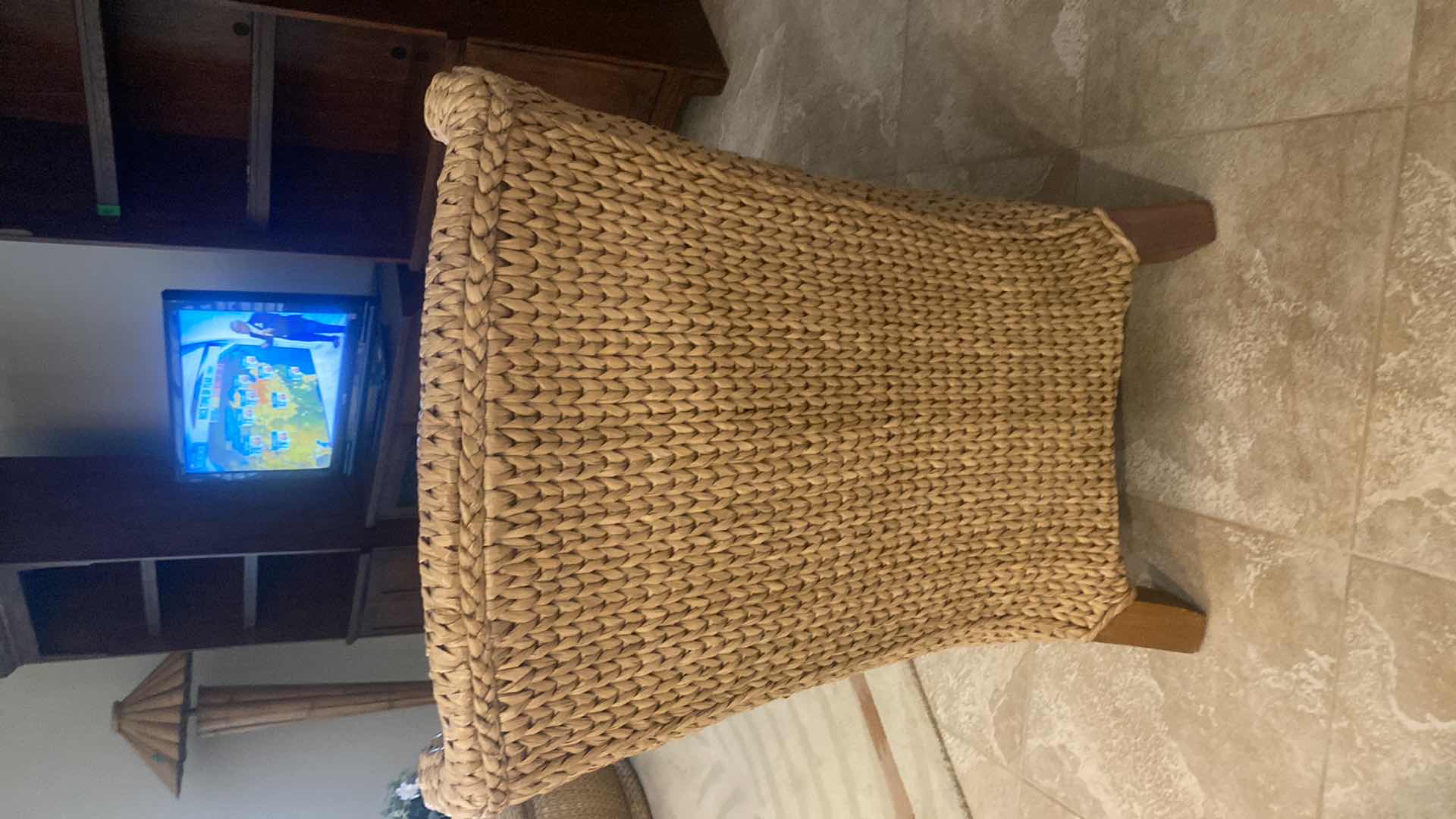 Photo 1 of POTTERY BARN SEAGRASS WINGBACK CHAIR & OTTOMAN