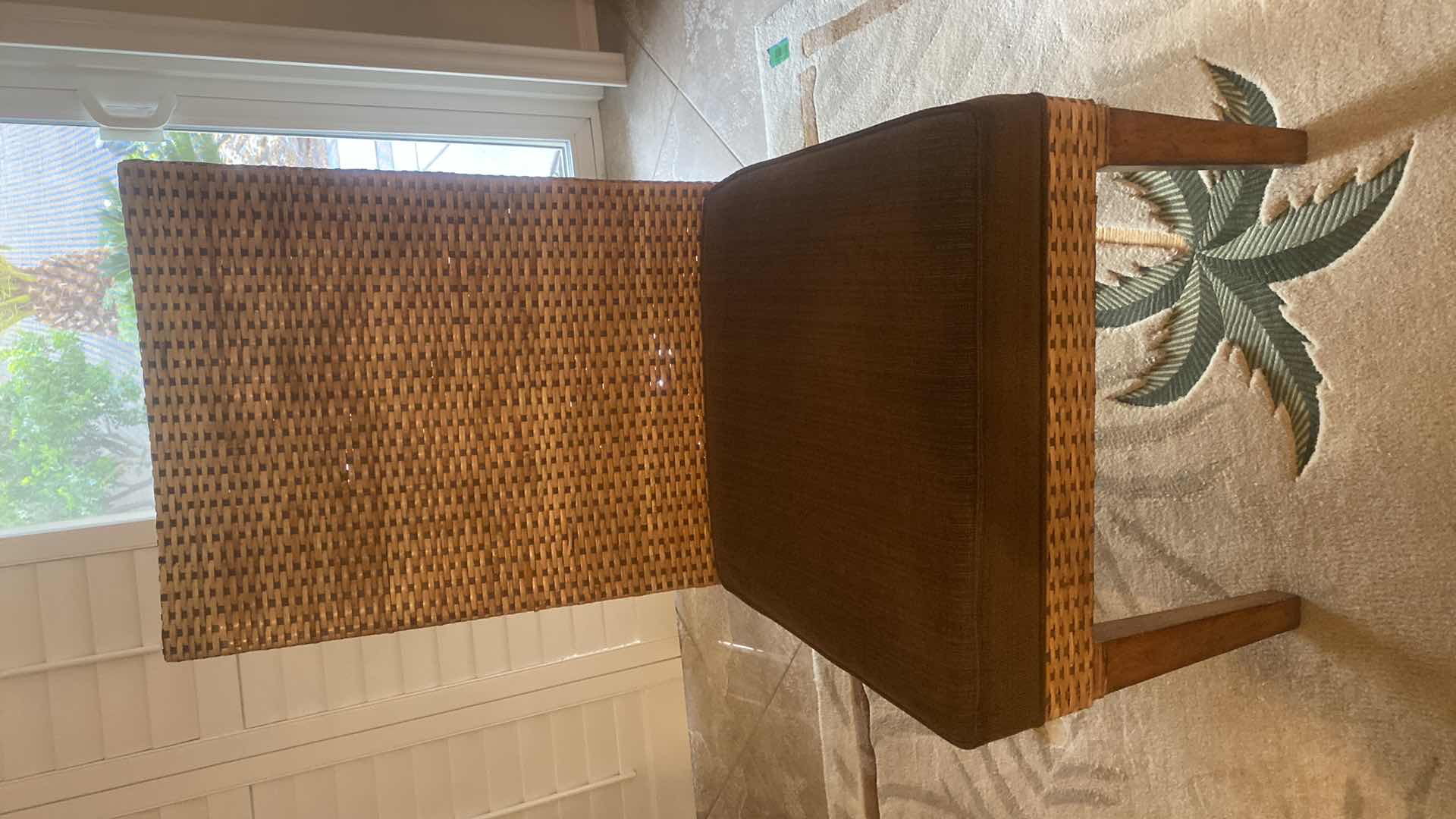 Photo 1 of 2 - LANE  MID CENTURY MODERN WOOD AND WICKER DINING CHAIRS WITH ATTACHED CUSHION (TOTAL IF 4 CHAIRS AVAILABLE)