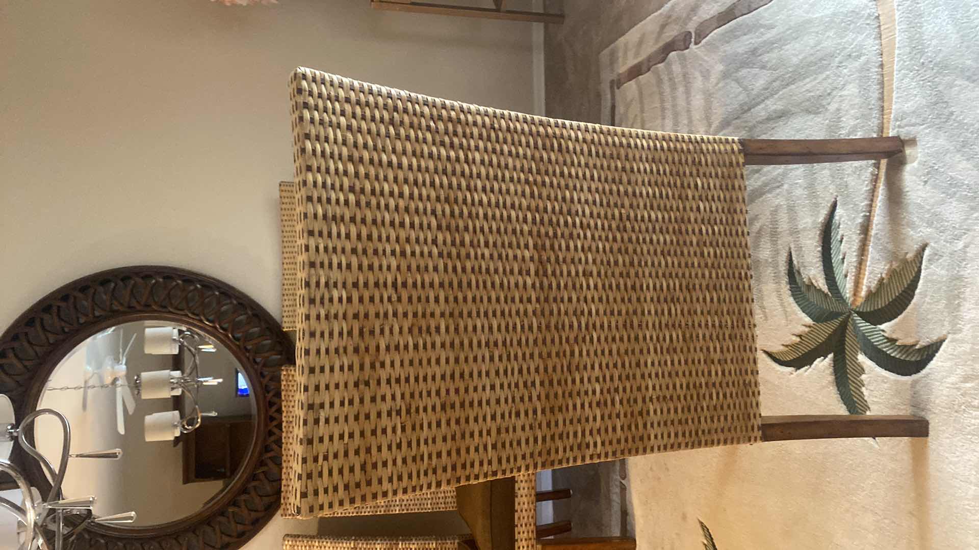 Photo 1 of 2 - LANE  MID CENTURY MODERN WOOD AND WICKER DINING CHAIRS WITH ATTACHED CUSHION (TOTAL IF 4 CHAIRS AVAILABLE)