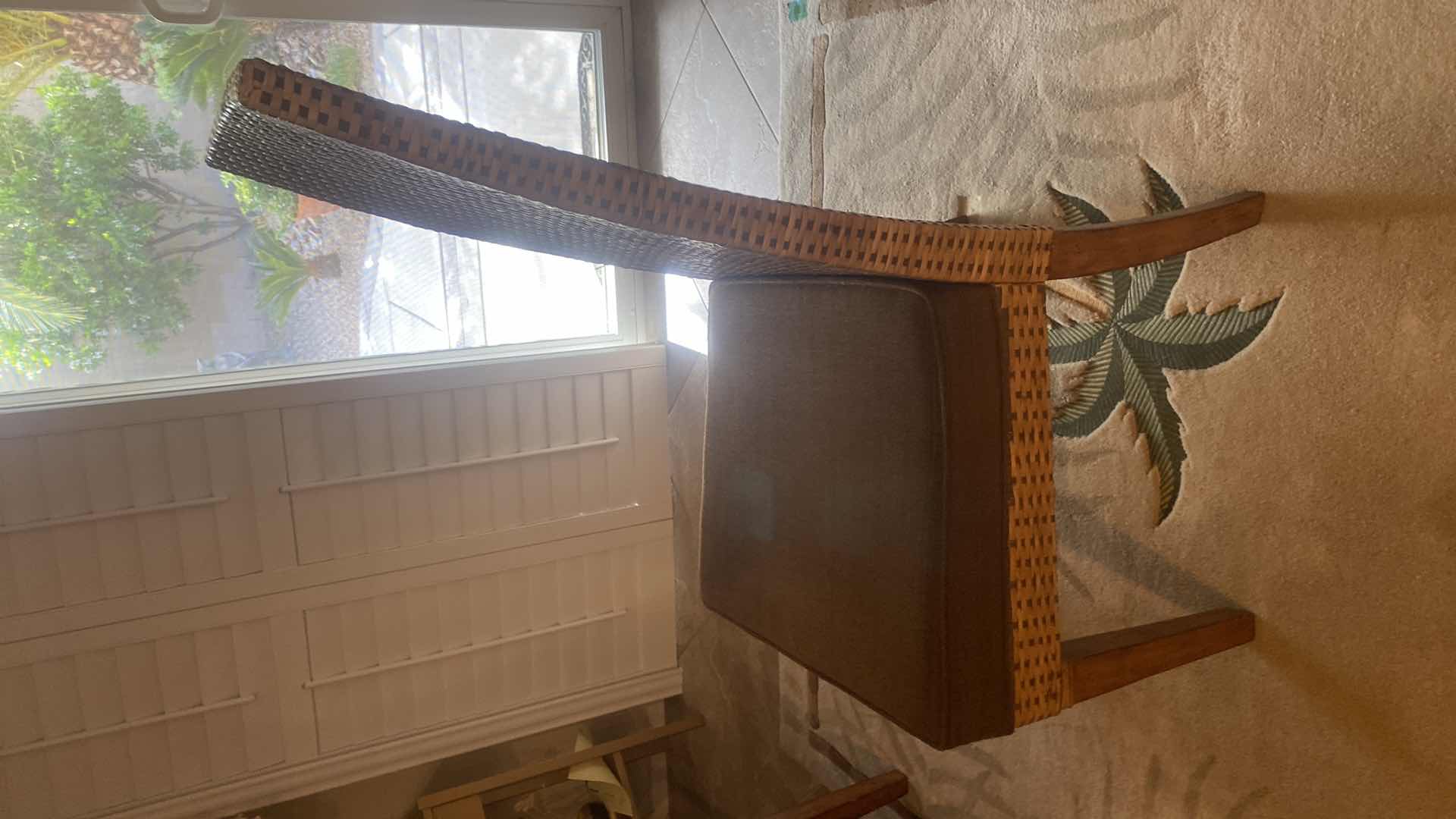 Photo 1 of 2 - LANE  MID CENTURY MODERN WOOD AND WICKER DINING CHAIRS WITH ATTACHED CUSHION (TOTAL IF 4 CHAIRS AVAILABLE)