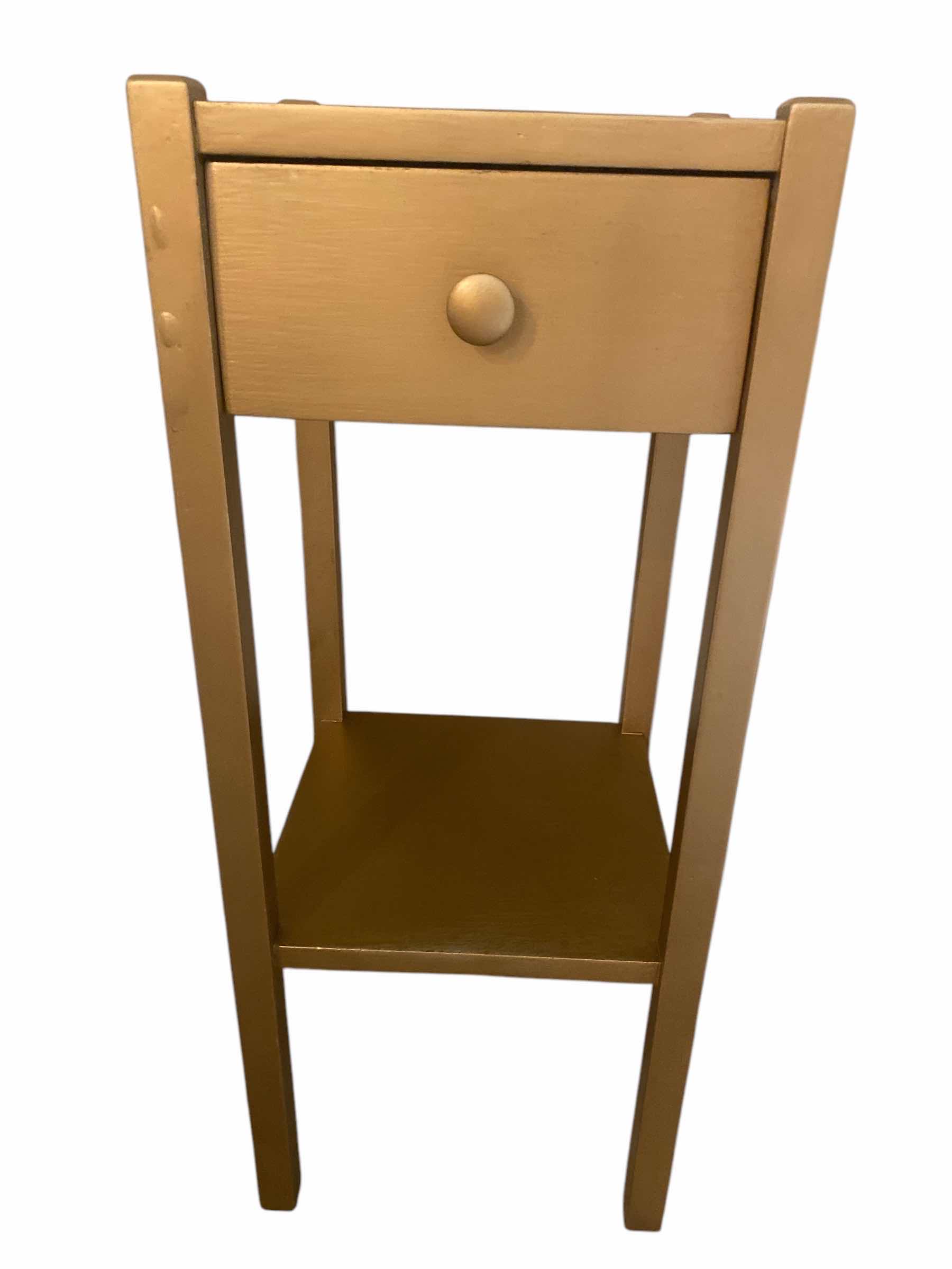 Photo 1 of GOLD WOOD PLANT STAND WITH 1 DRAWER 12“ x 12“ H30”