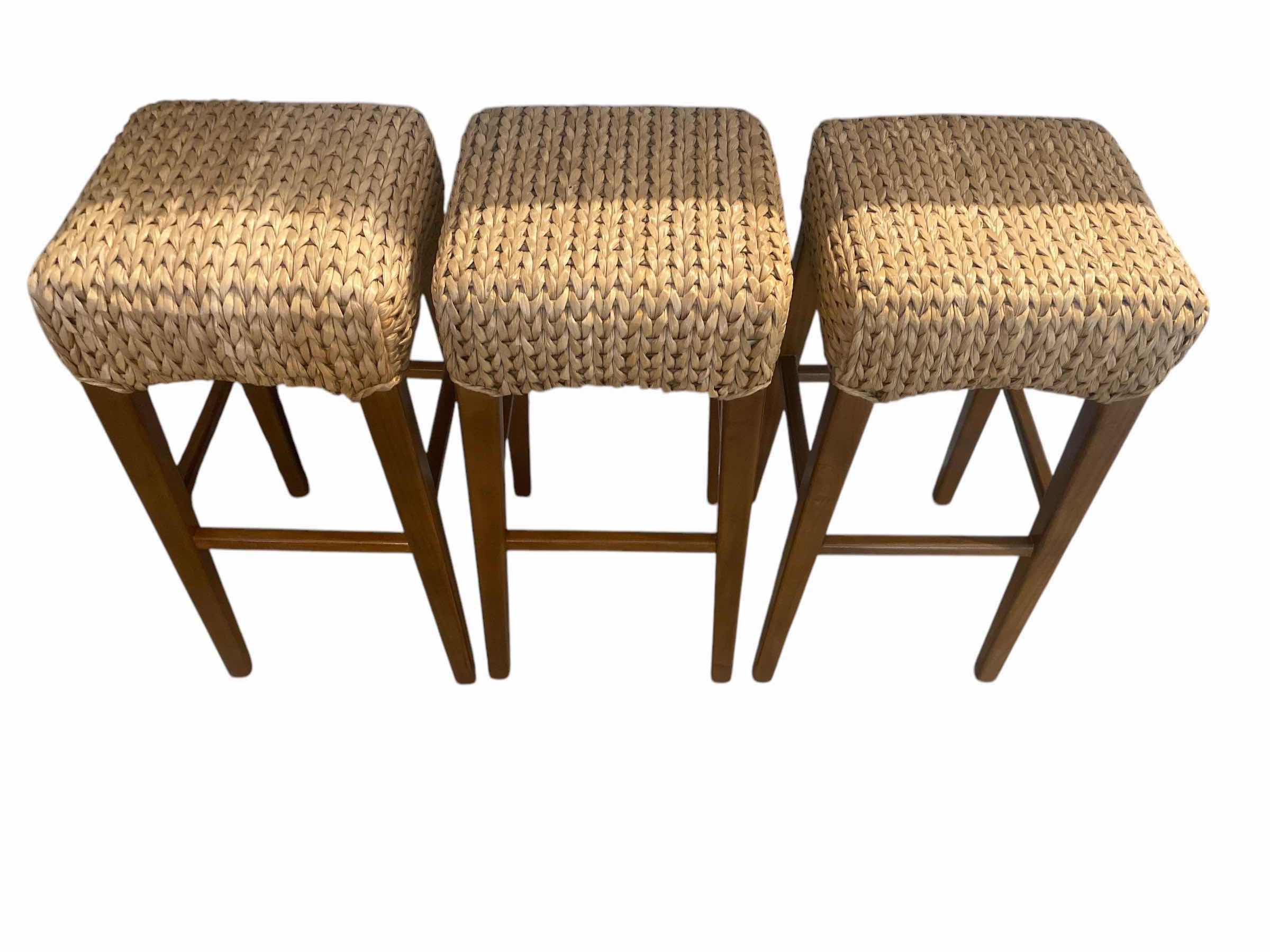 View 1 of 3 - POTTERY BARN SEAGRASS BARSTOOLS - SEAT HEIGHT 30”