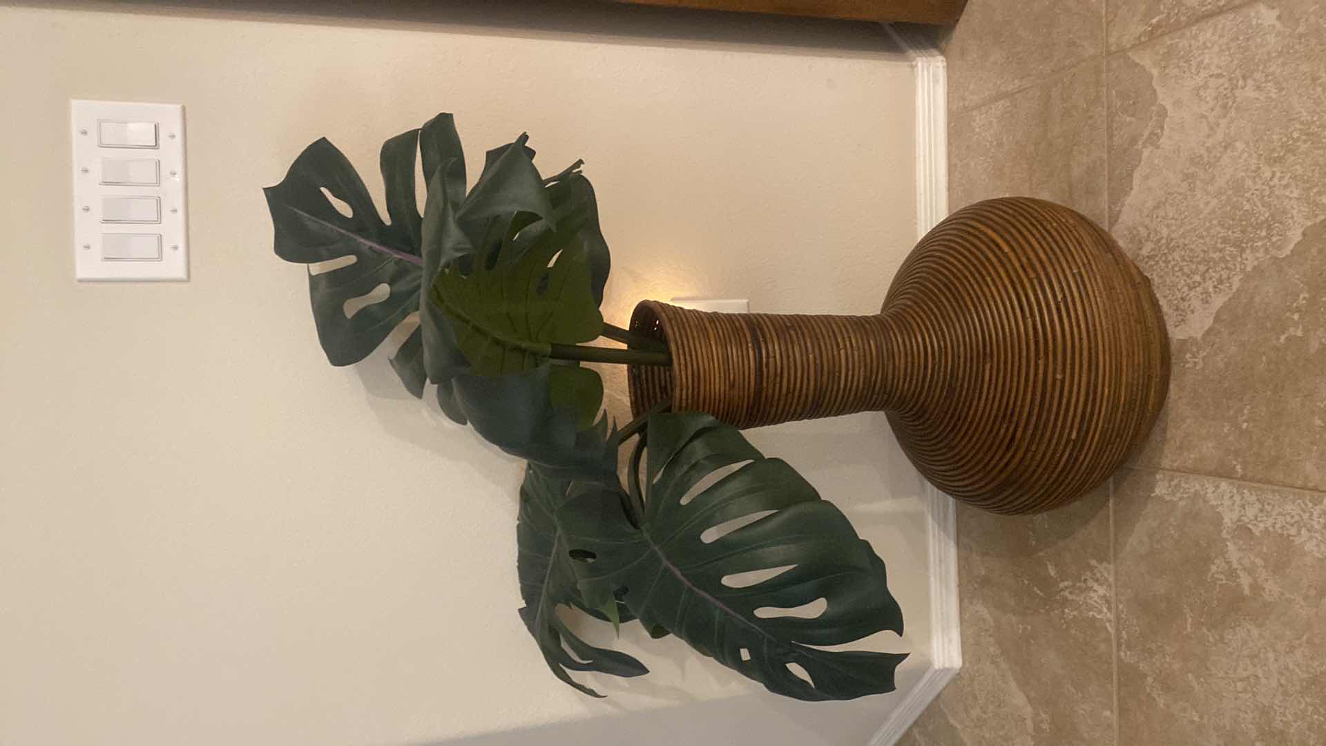 Photo 1 of MID CENTURY MODERN CRESPI STYLE VASE WITH FAUX FOLIAGE VASE H24”