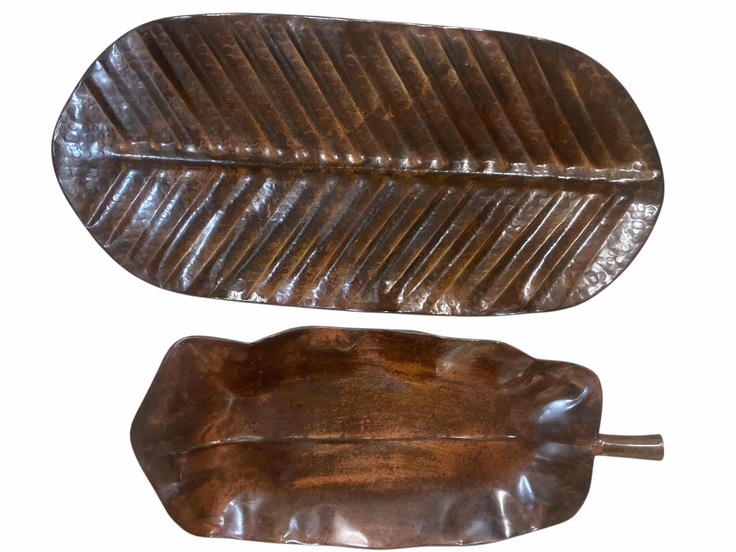 Photo 1 of 2 - BANANA LEAF TRAYS 1 WOOD & 1 METAL 27”
