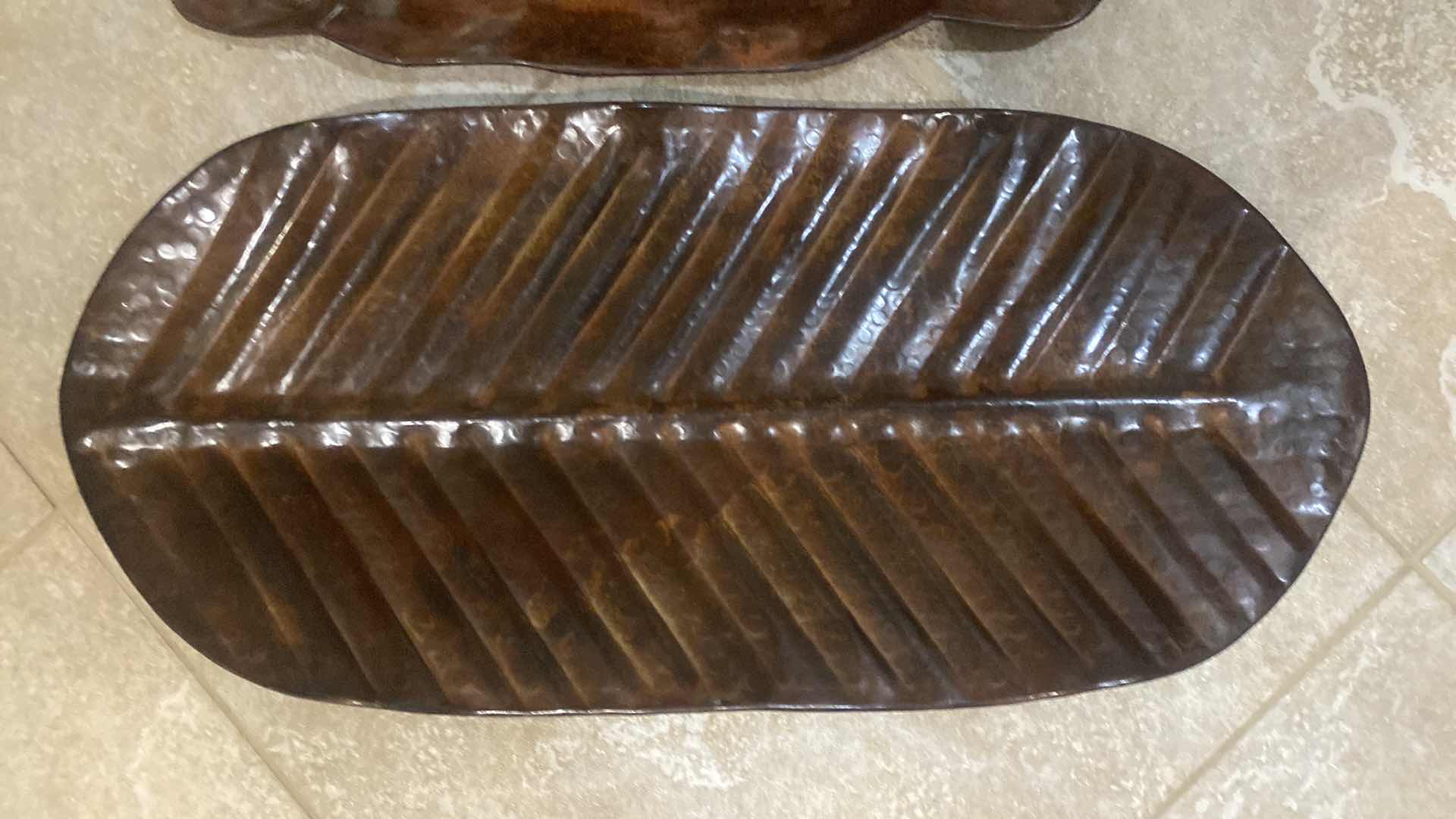 Photo 1 of 2 - BANANA LEAF TRAYS 1 WOOD & 1 METAL 27”