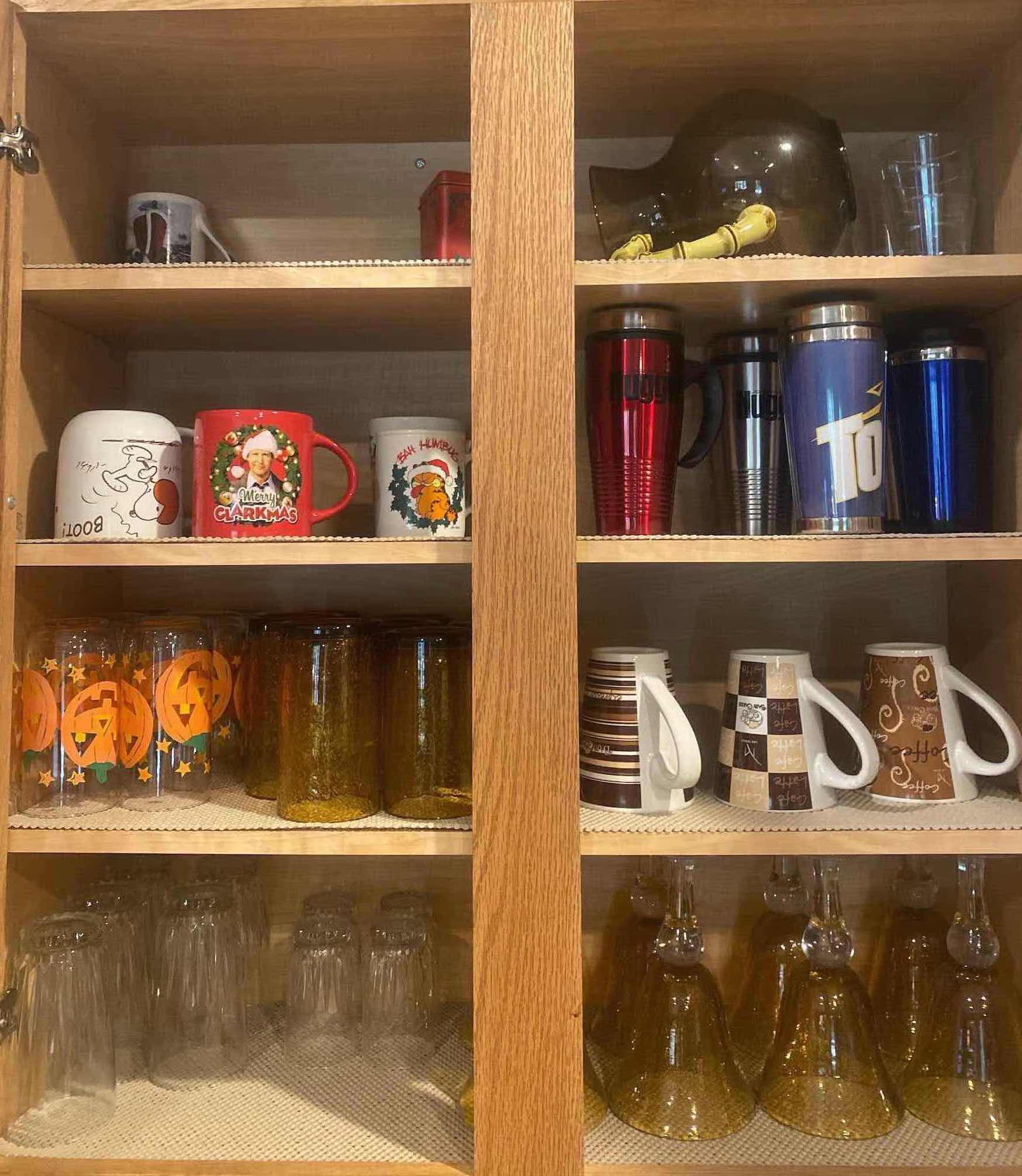 Photo 1 of CONTENTS OF CABINET - GLASSES COFFEE CUPS TRAVEL CUPS