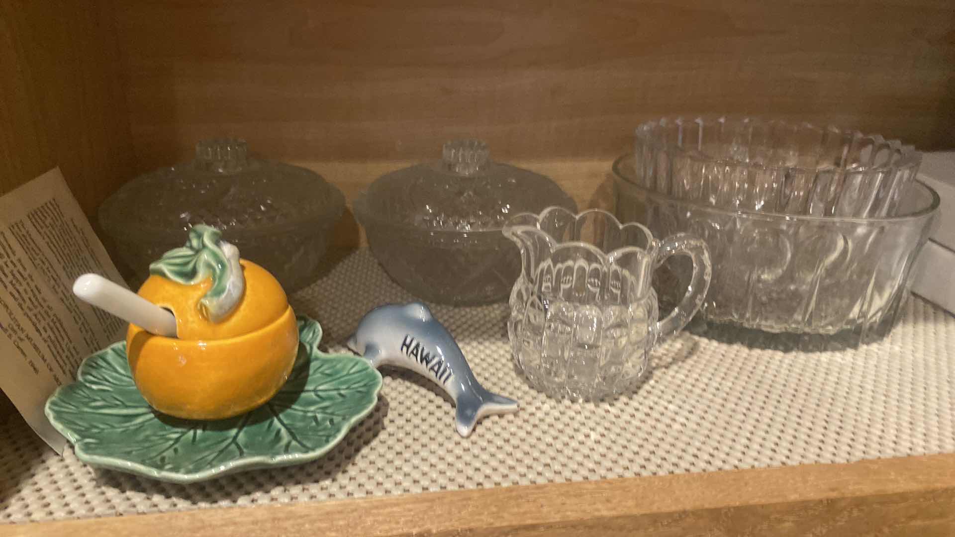 Photo 1 of CONTENTS OF KITCHEN CABINET- GLASS PLATERS & BOWLS