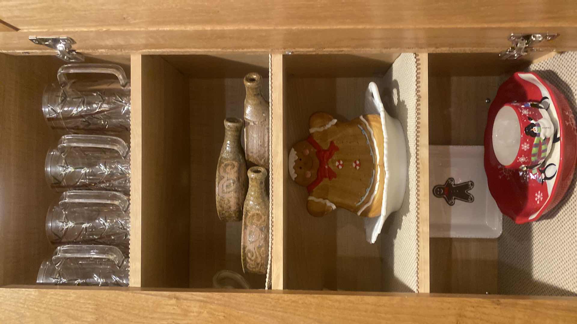 Photo 1 of CONTENTS OF KITCHEN CABINET - GLASS MUGS  HOLIDAY SERVEWARE