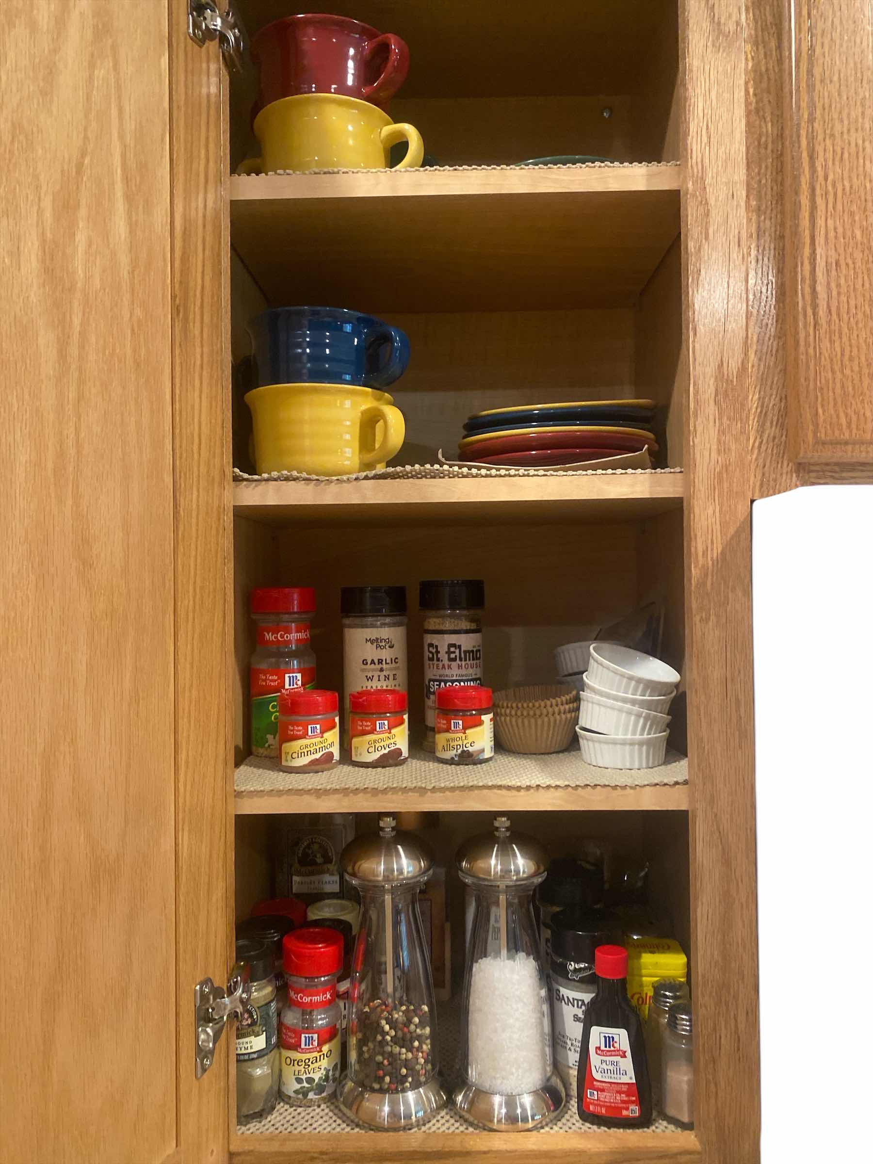 Photo 1 of CONTENTS OF KITCHEN CABINET- SPICES & SOUP & SANDWICH PLATES