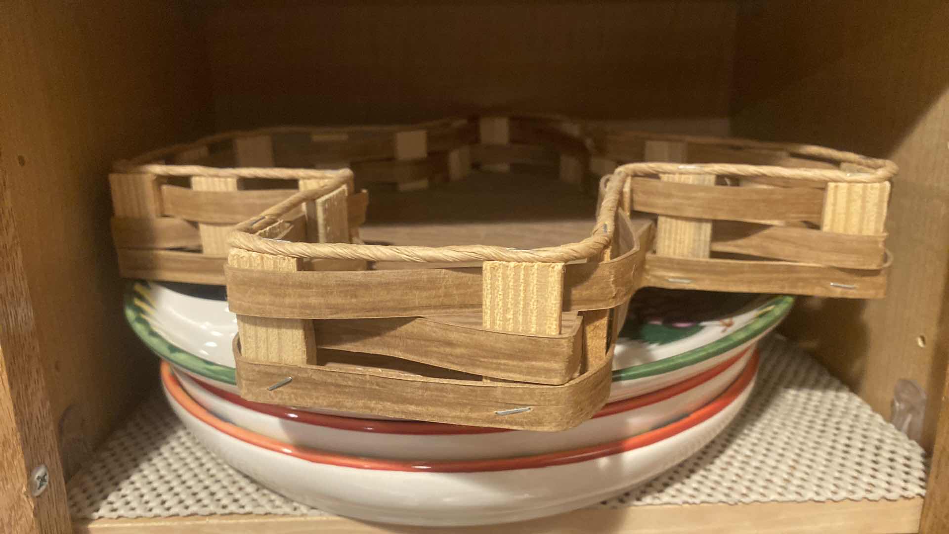 Photo 1 of CONTENTS OF 2 SHELVES KITCHEN CABINET- PLASTIC MARGUERITA GLASSES & PLATTERS