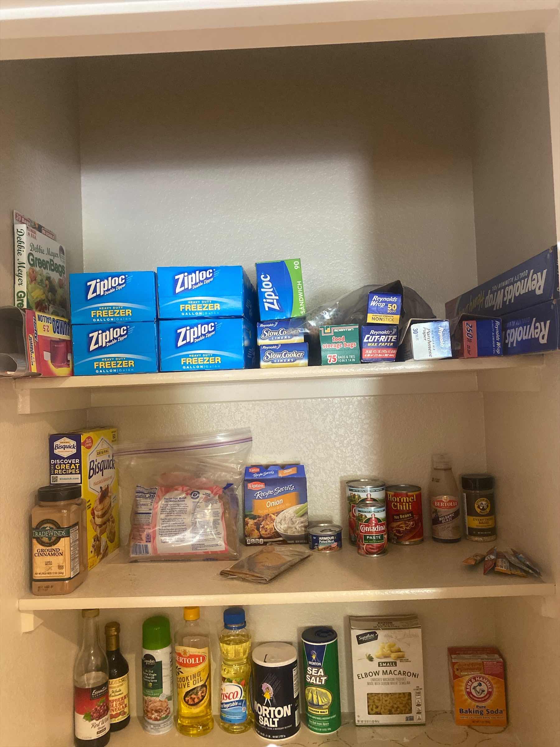 Photo 1 of 3 TOP SHELFS PANTRY - BAGS & WRAP & FOOD ITEMS