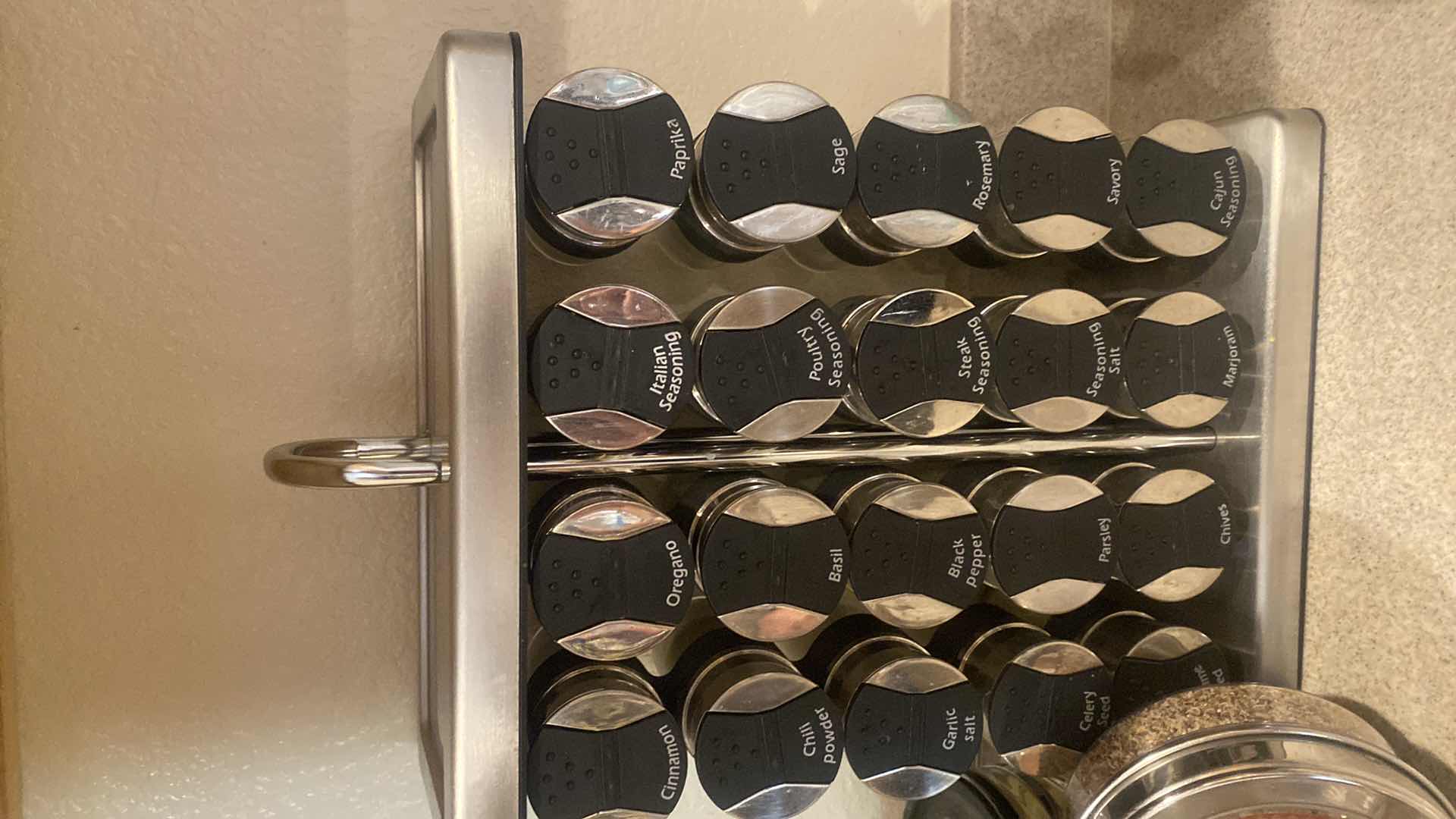 Photo 1 of 3 - PLASTIC CANISTERS SPICE RACK WITH SPICES