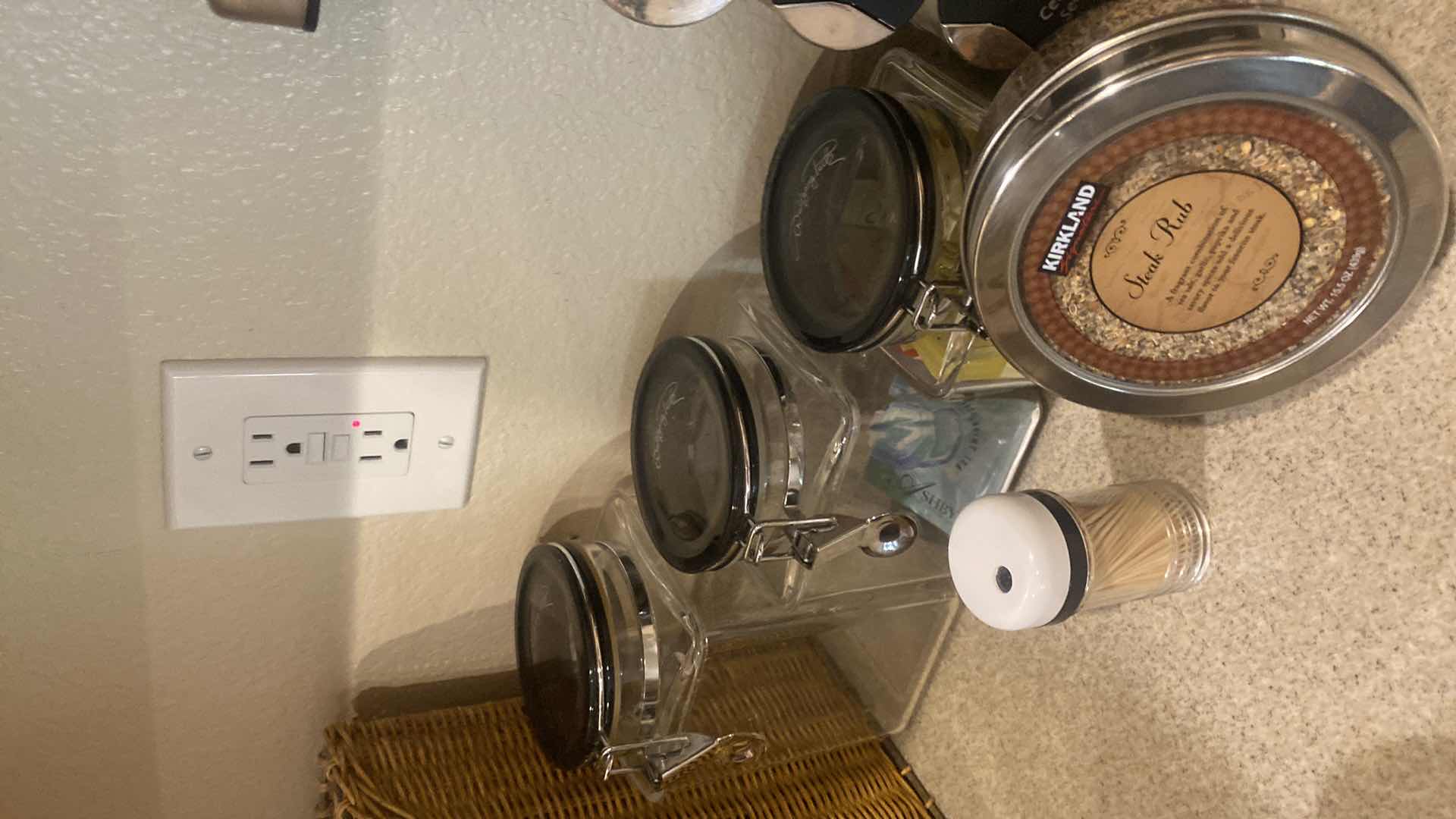 Photo 1 of 3 - PLASTIC CANISTERS SPICE RACK WITH SPICES