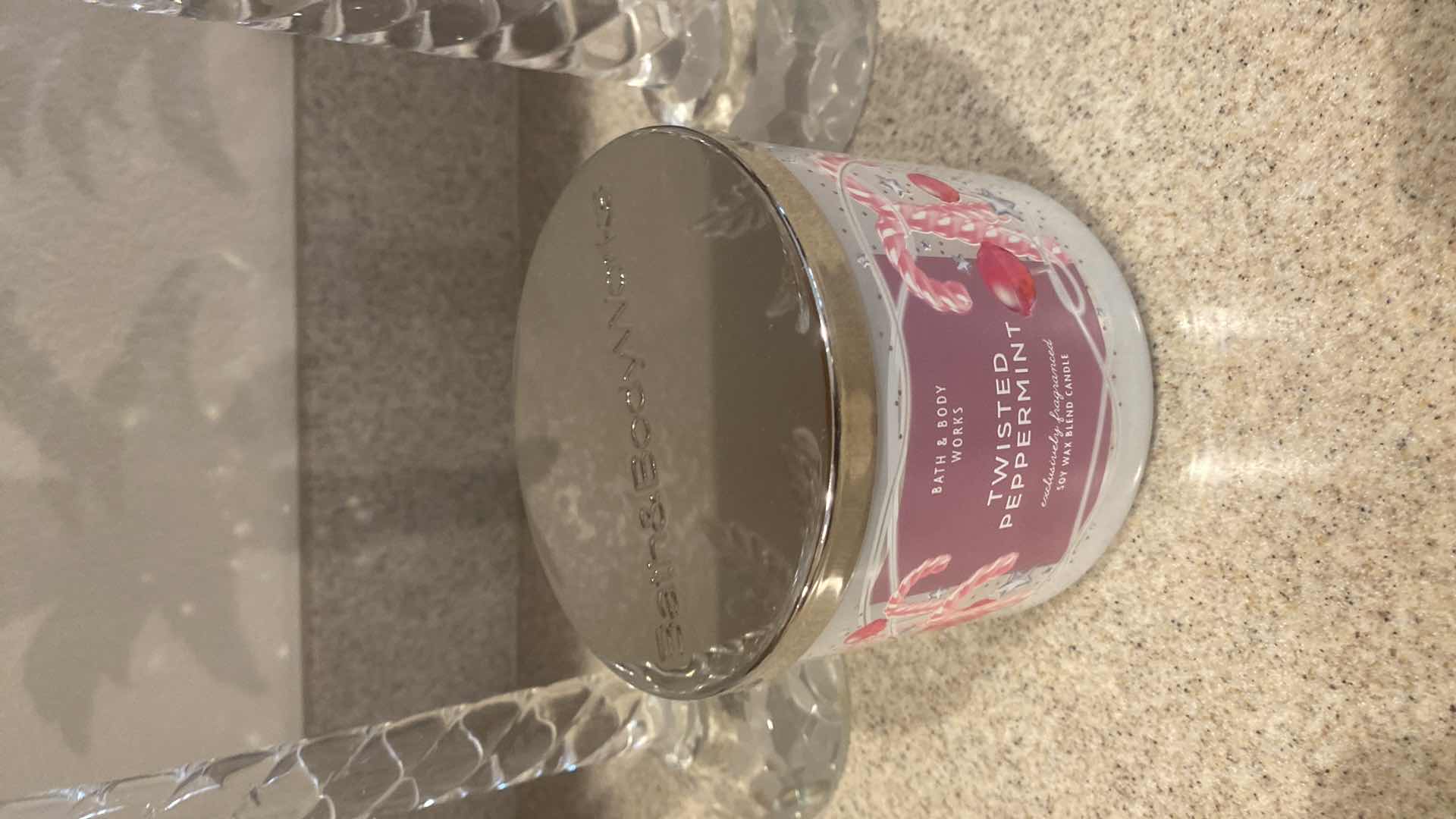 Photo 3 of SHANNON CRYSTAL PALM CANDLESTICKS H11” & CANDLE