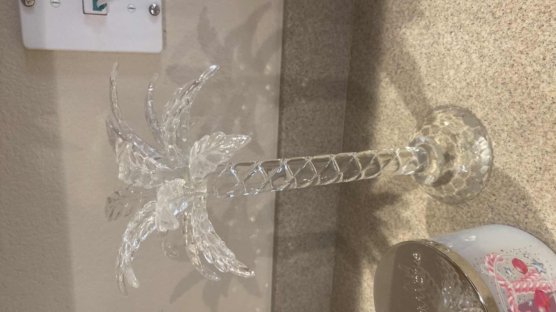 Photo 4 of SHANNON CRYSTAL PALM CANDLESTICKS H11” & CANDLE