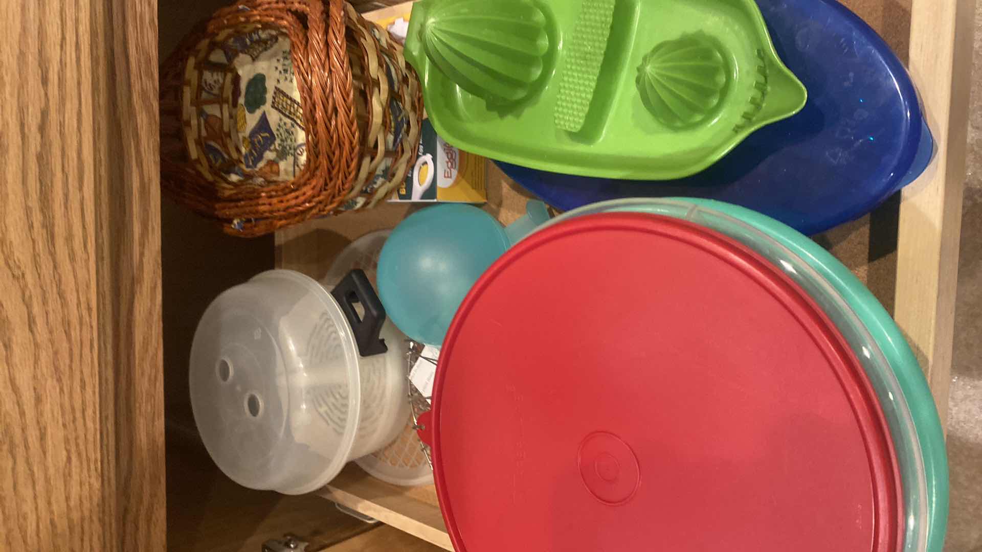 Photo 1 of CONTENTS KITCHEN CABINET - BUNDT & ANGEL FOOD PANS & PLASTIC WARE