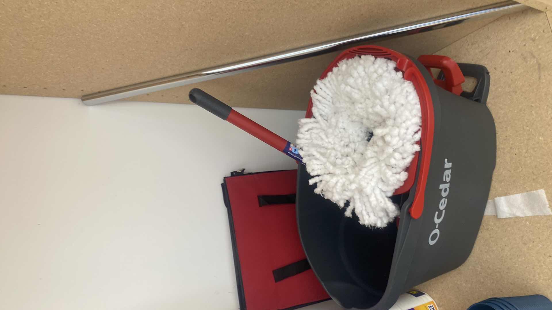 Photo 1 of 24 ROLLS TOILET PAPER, O CEDAR MOP & PLASTIC BASKETS