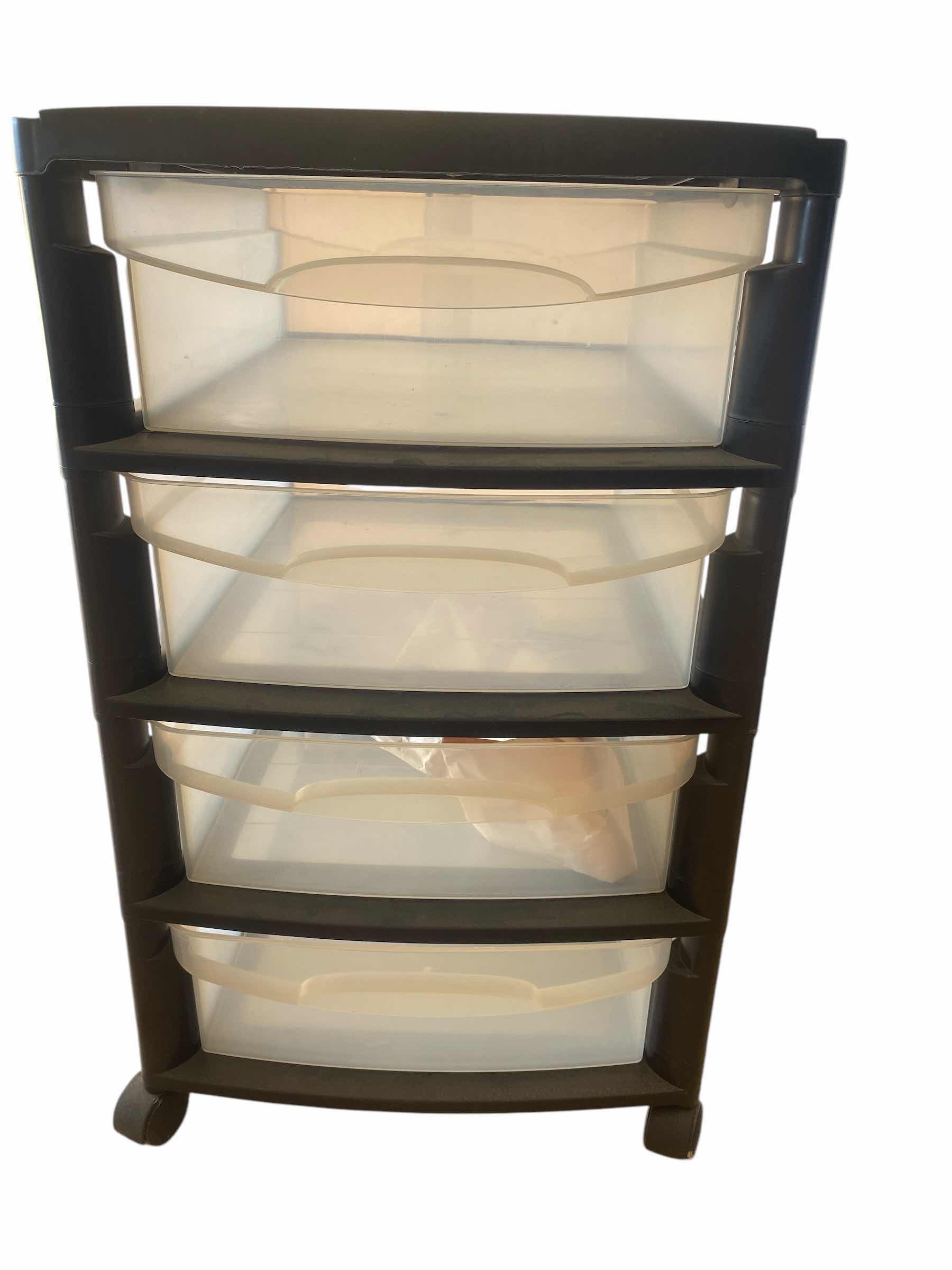 Photo 1 of 4 DRAWER PLASTIC ROLLING CART 16” x 18” H25”