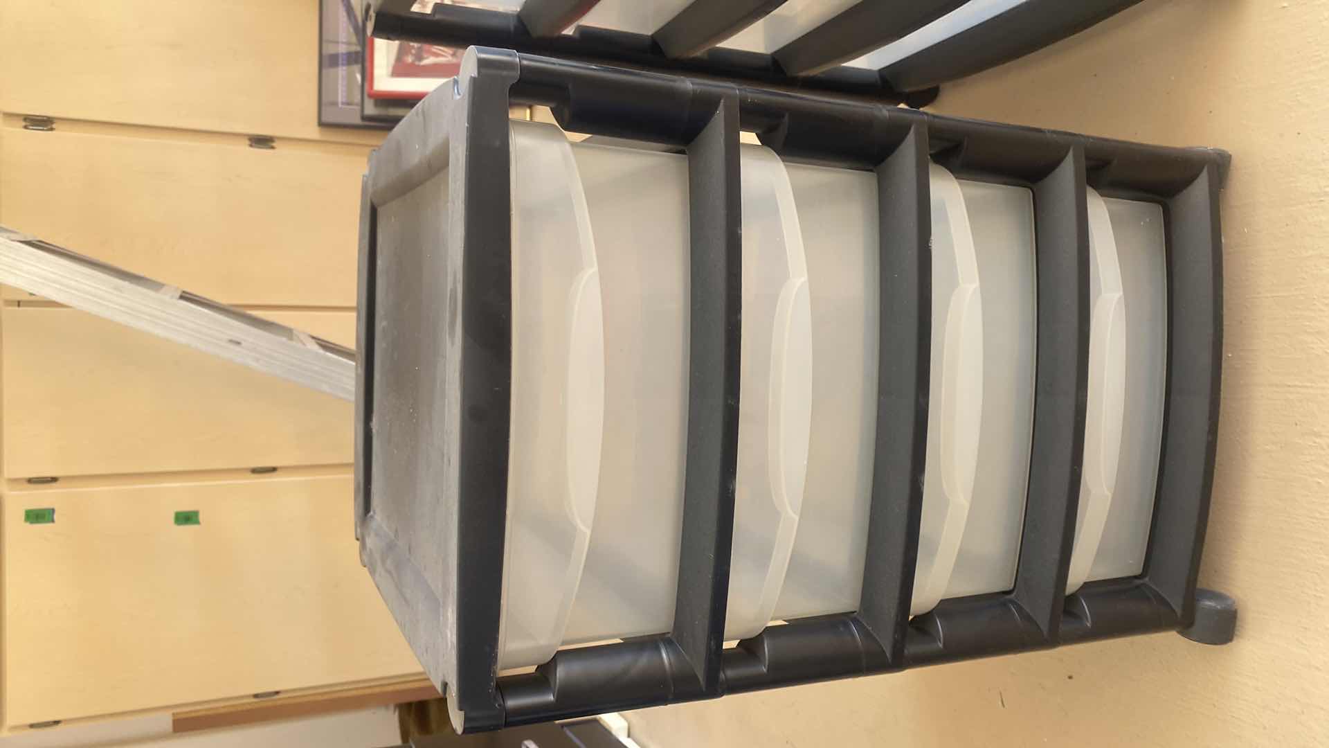 Photo 1 of 4 DRAWER PLASTIC ROLLING CART 16” x 18” H25”