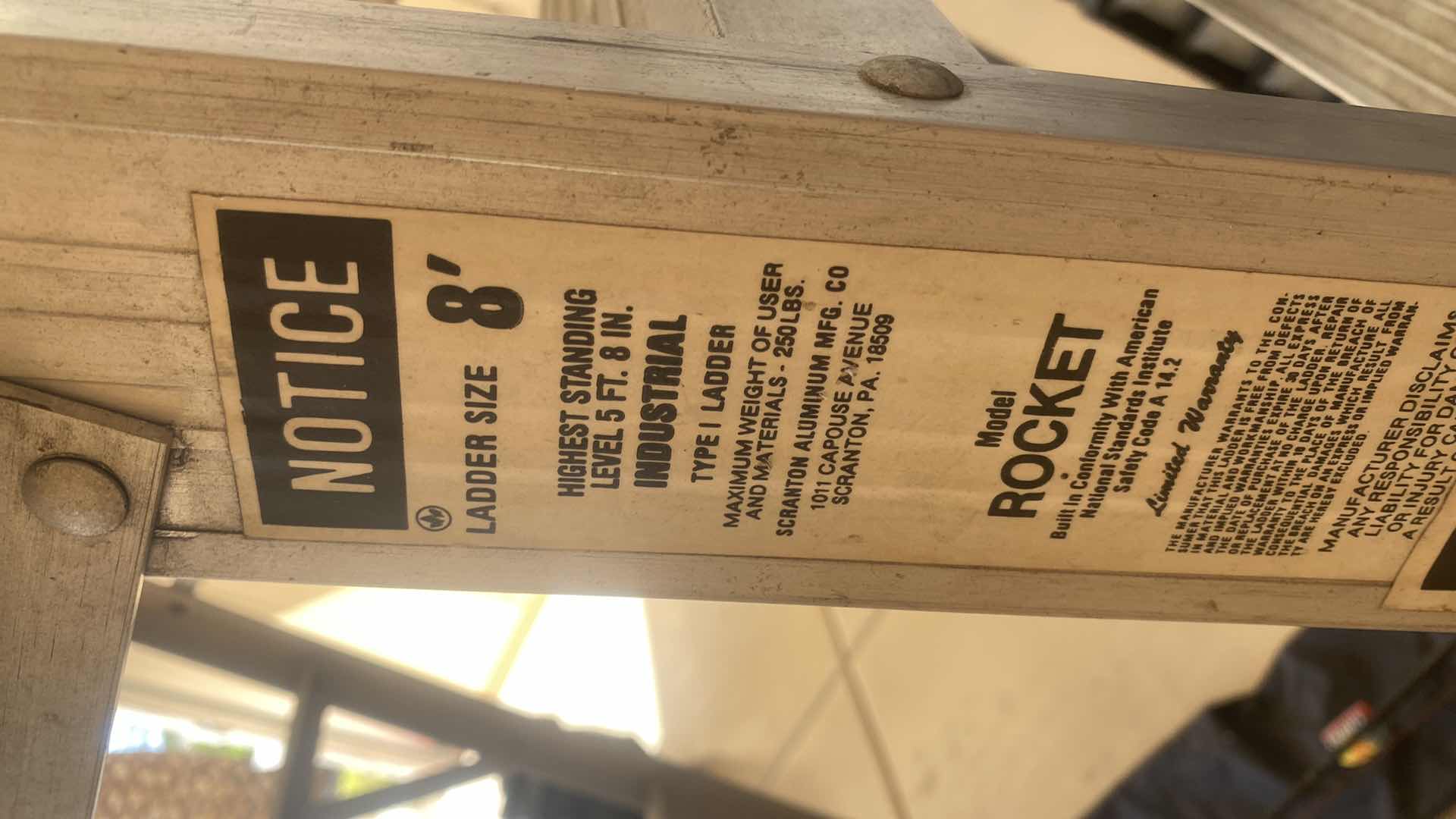 Photo 1 of 8’ LADDER 250 lb LIMIT