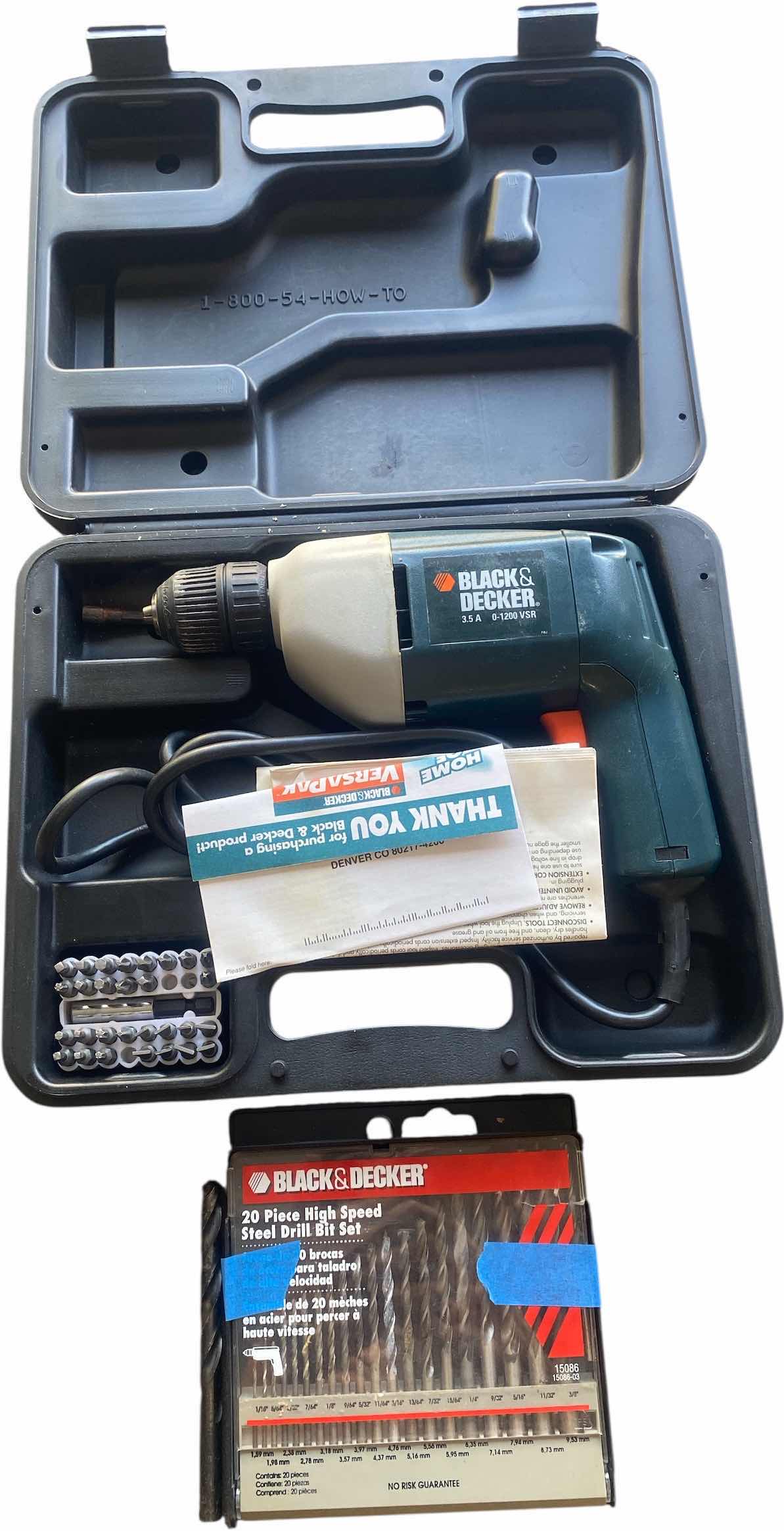 Photo 1 of BLACK & DECKER ELECTRIC DRILL & DRILL BITS