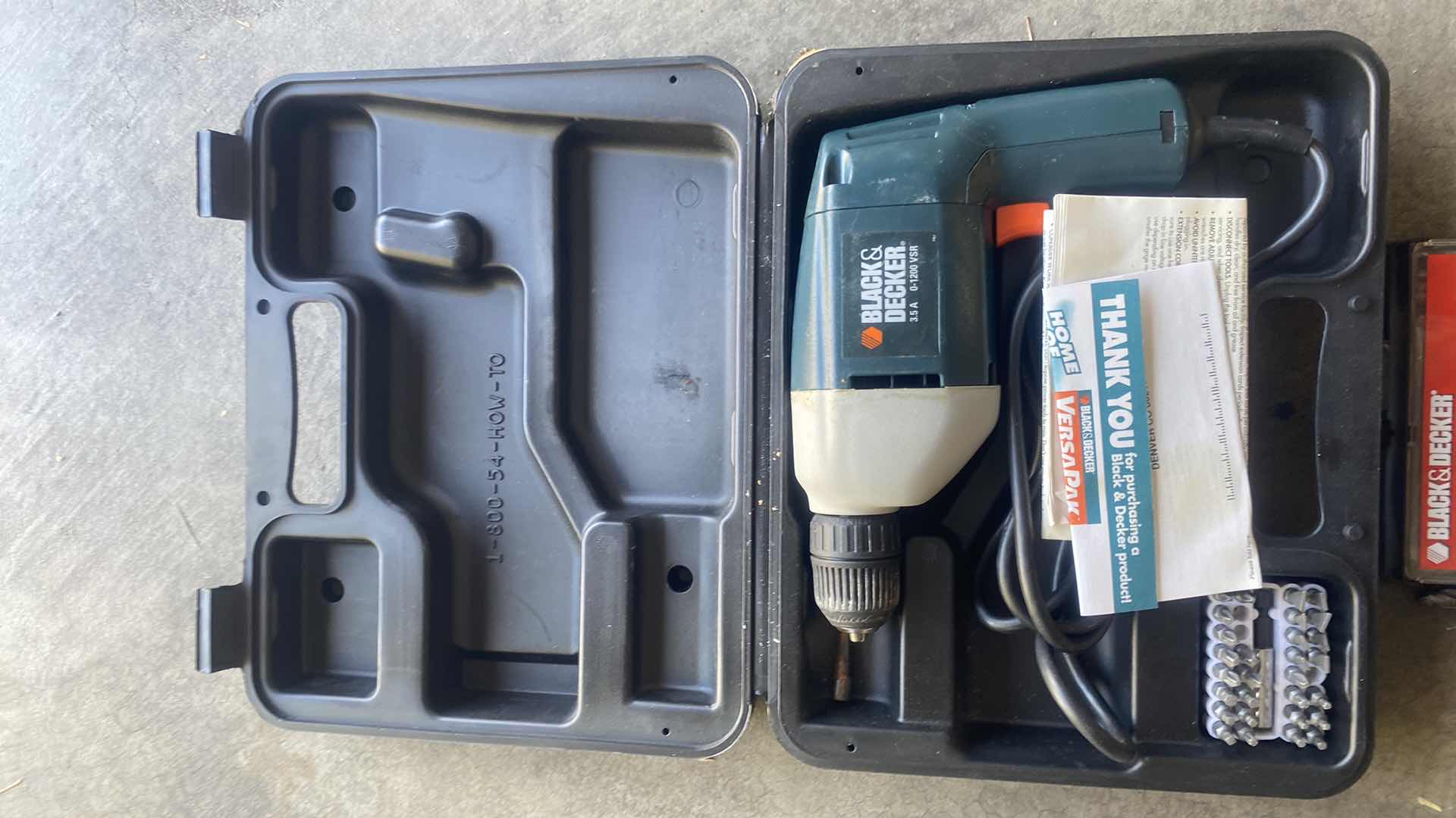 Photo 1 of BLACK & DECKER ELECTRIC DRILL & DRILL BITS