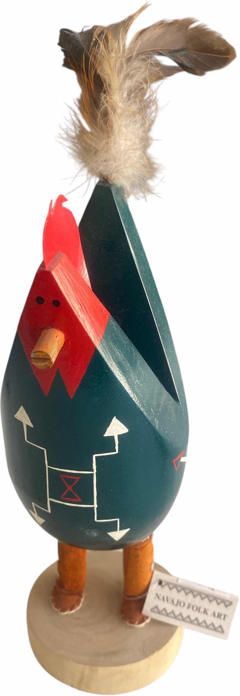 Photo 1 of HAND CARVED & PAINTED NAVAJO FOLK ART ROOSTER 4” x 13”