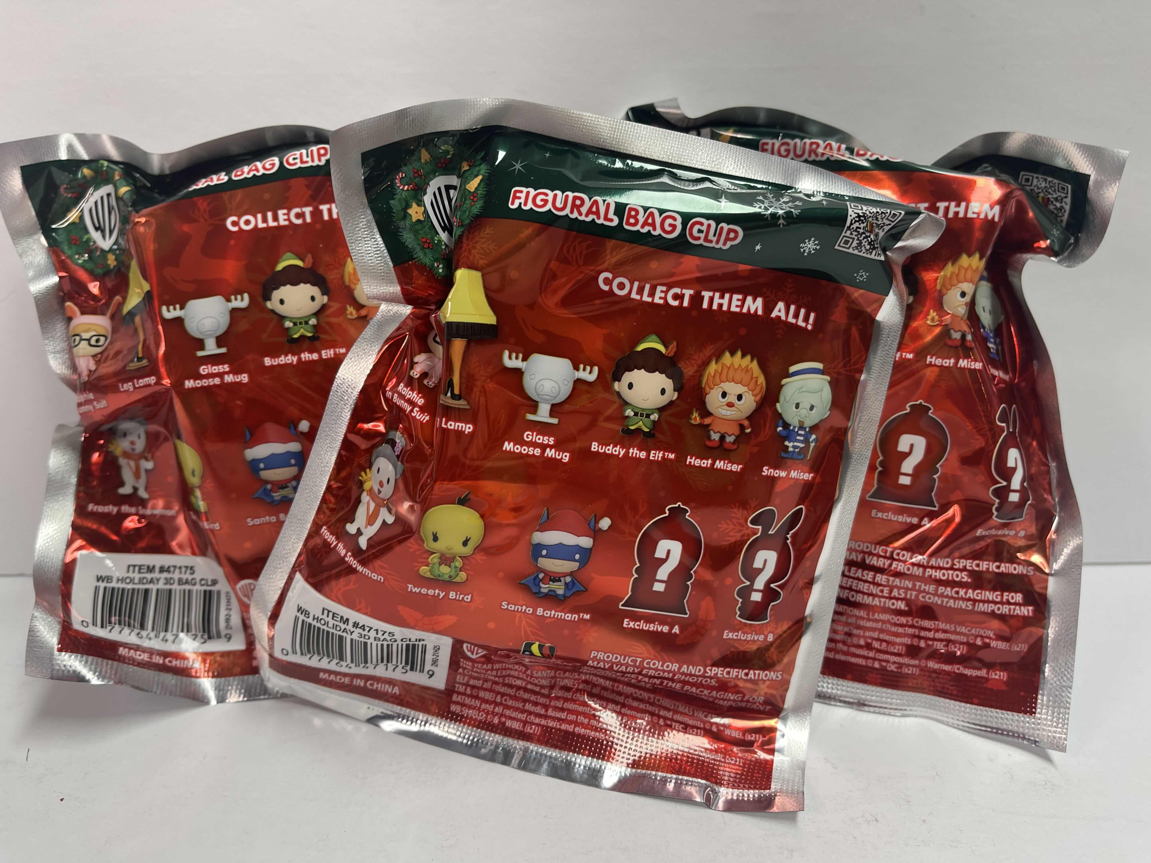 Photo 1 of NIB 3 WARNER BROTHERS HOLIDAY FIGURAL BAG CLIPS - TOTAL RETAIL PRICE $ 34.00