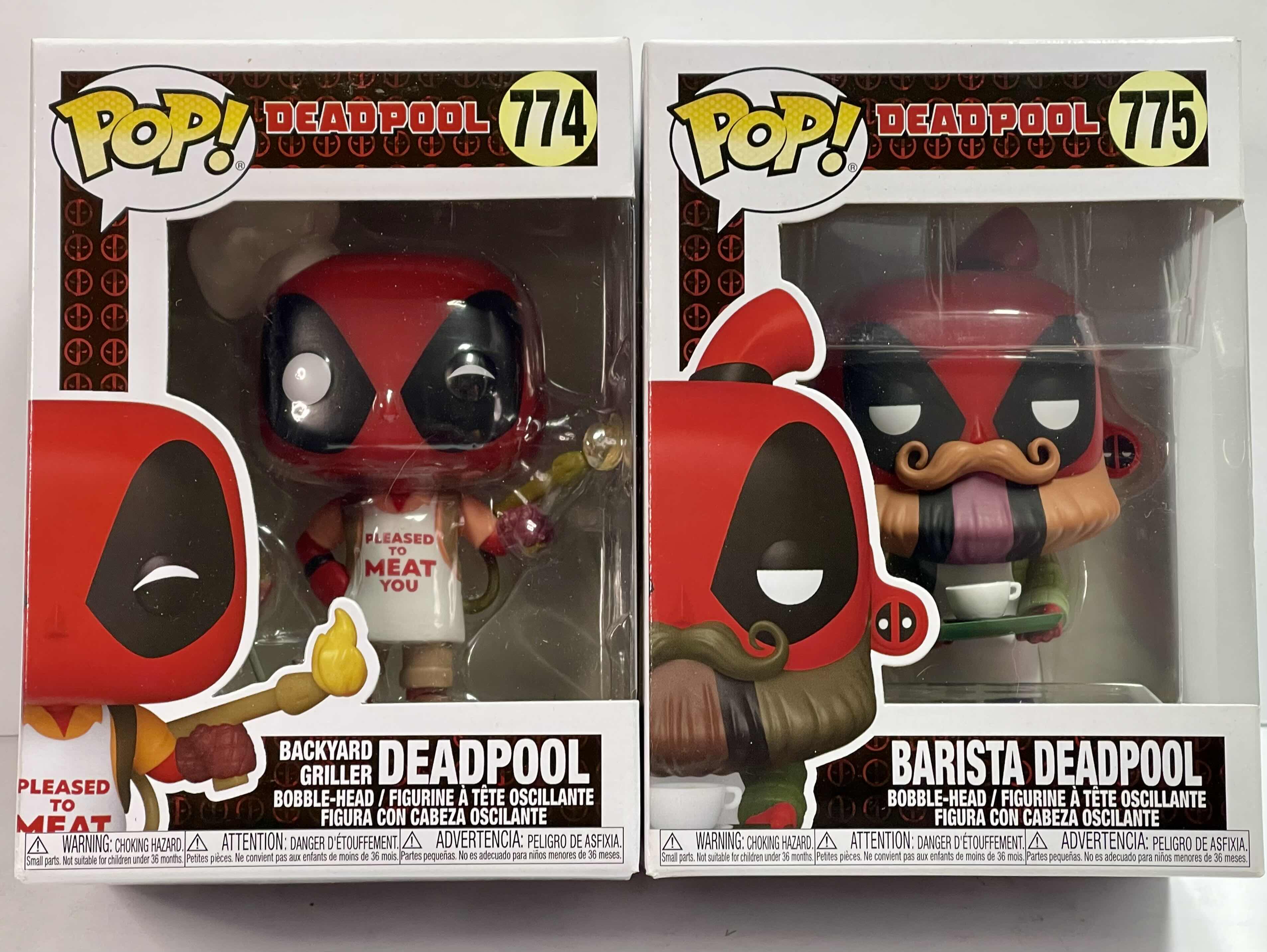 Photo 1 of NIB FUNKO POP DEADPOOL
SERIES "FLAMENCO DEADPOOL & BARISTA DEADPOOL - RETAIL
PRICE $28.00