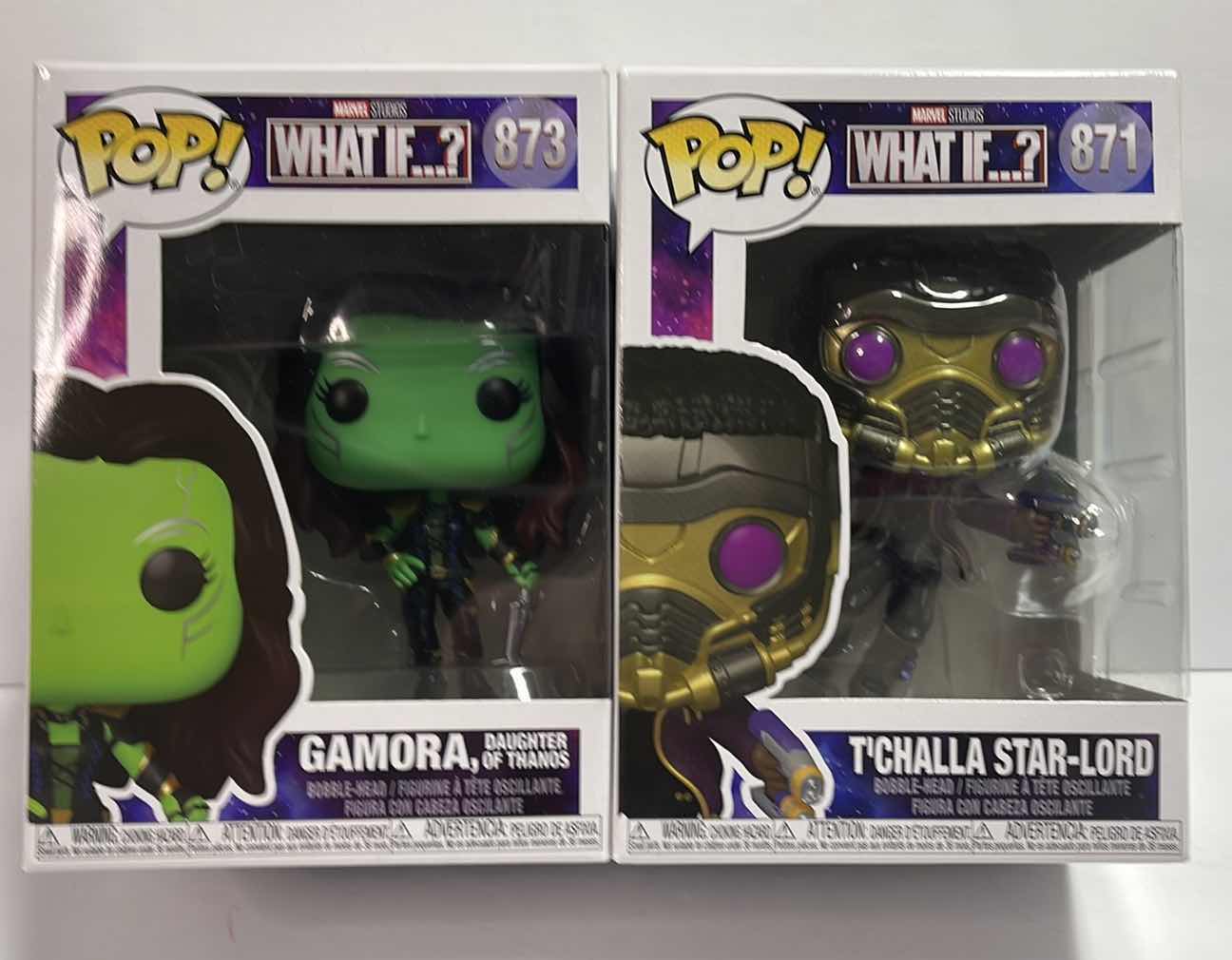 View 1 of NIB FUNKO POP WHAT IF ?
SERIES "GAMORA & T'CHALLA STAR-LORD" - TOTAL RETAIL PRICE $27.00