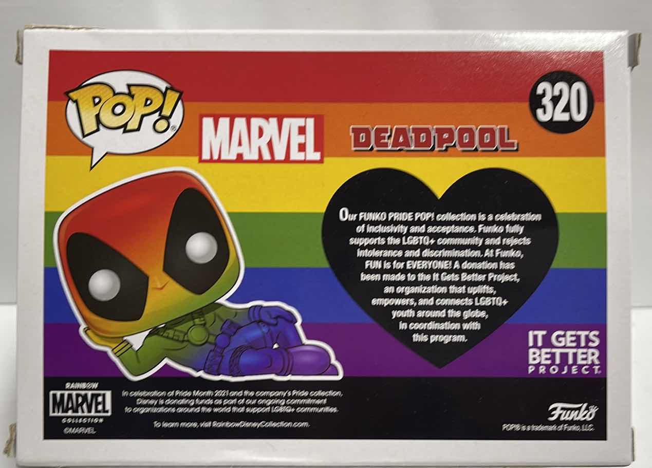 Photo 1 of NIB FUNKO POP LGBTQ+ MARVEL DEADPOOL - RETAIL
PRICE $16.00