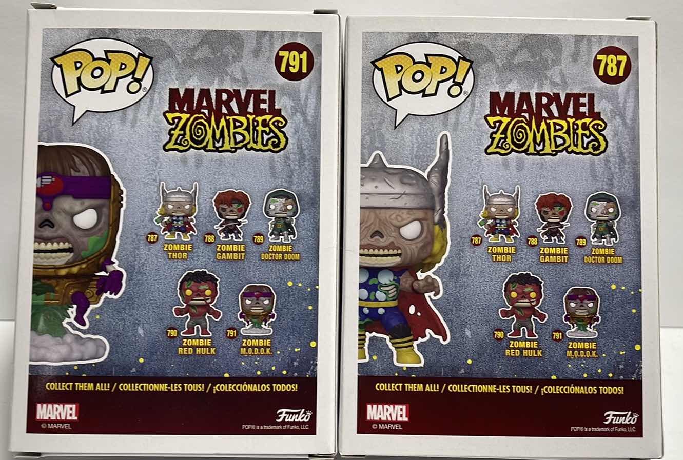 View 2 of NIB FUNKO POP MARVEL
ZOMBIES SERIES "ZOMBIE THOR & ZOMBIE M.O.O.K. TOTAL RETAIL PRICE $23.00