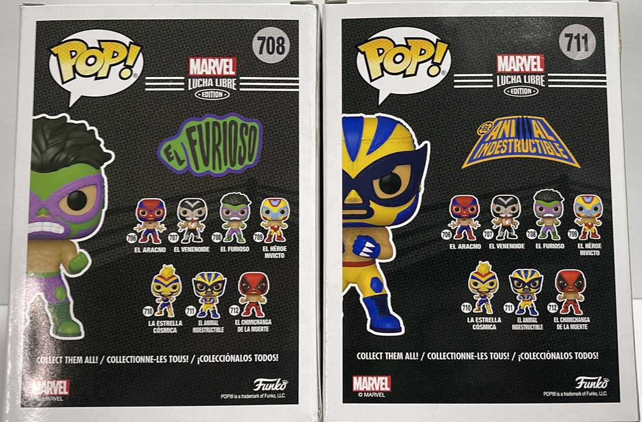 Photo 1 of NIB FUNKO POP MARVEL LUCHA
LIBRRE EDITION SERIES "EL ANIMAL INDESTRUCTIBLE & EL FURIOSO" - TOTAL RETAIL PRICE $24.00