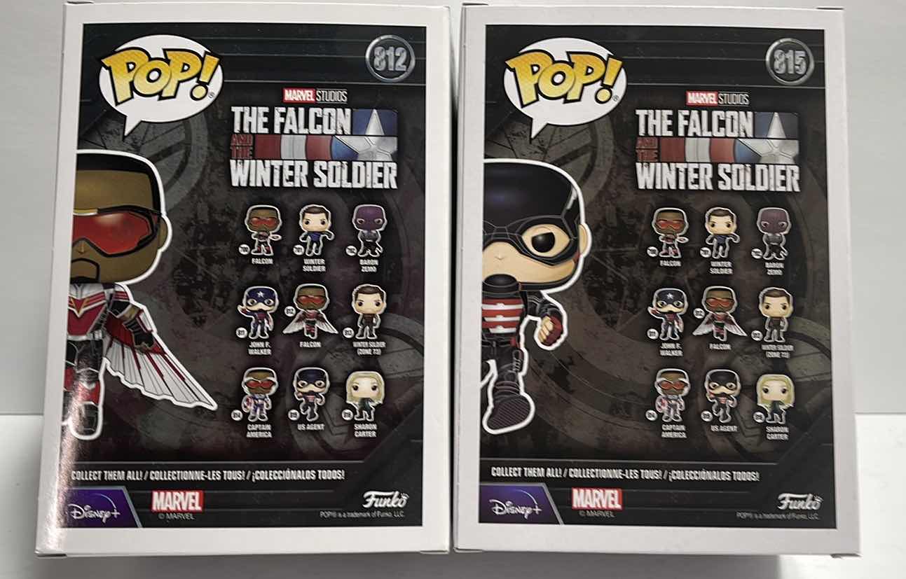 Photo 1 of NIB FUNKO POP MARVEL SERIES THE FALCON WINTER SOLDIER
"FALCON w/WINGS  & US AGENT”-TOTAL RETAIL PRICE $26.99