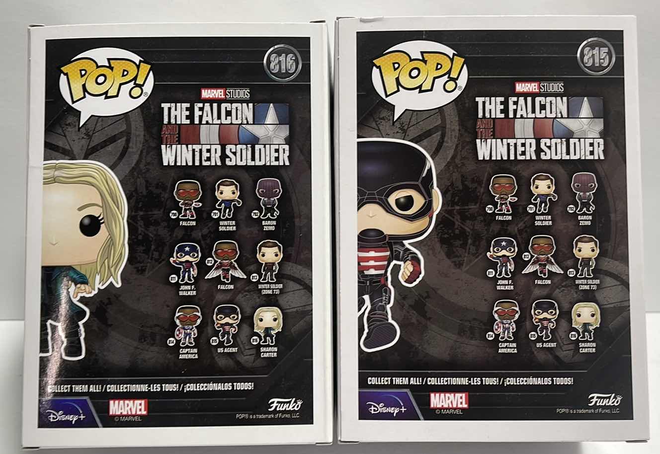 Photo 1 of NIB FUNKO POP MARVEL SERIES THE FALCON WINTER SOLDIER
"SHARON CARTER & US AGENT”
TOTAL RETAIL PRICE $26.99