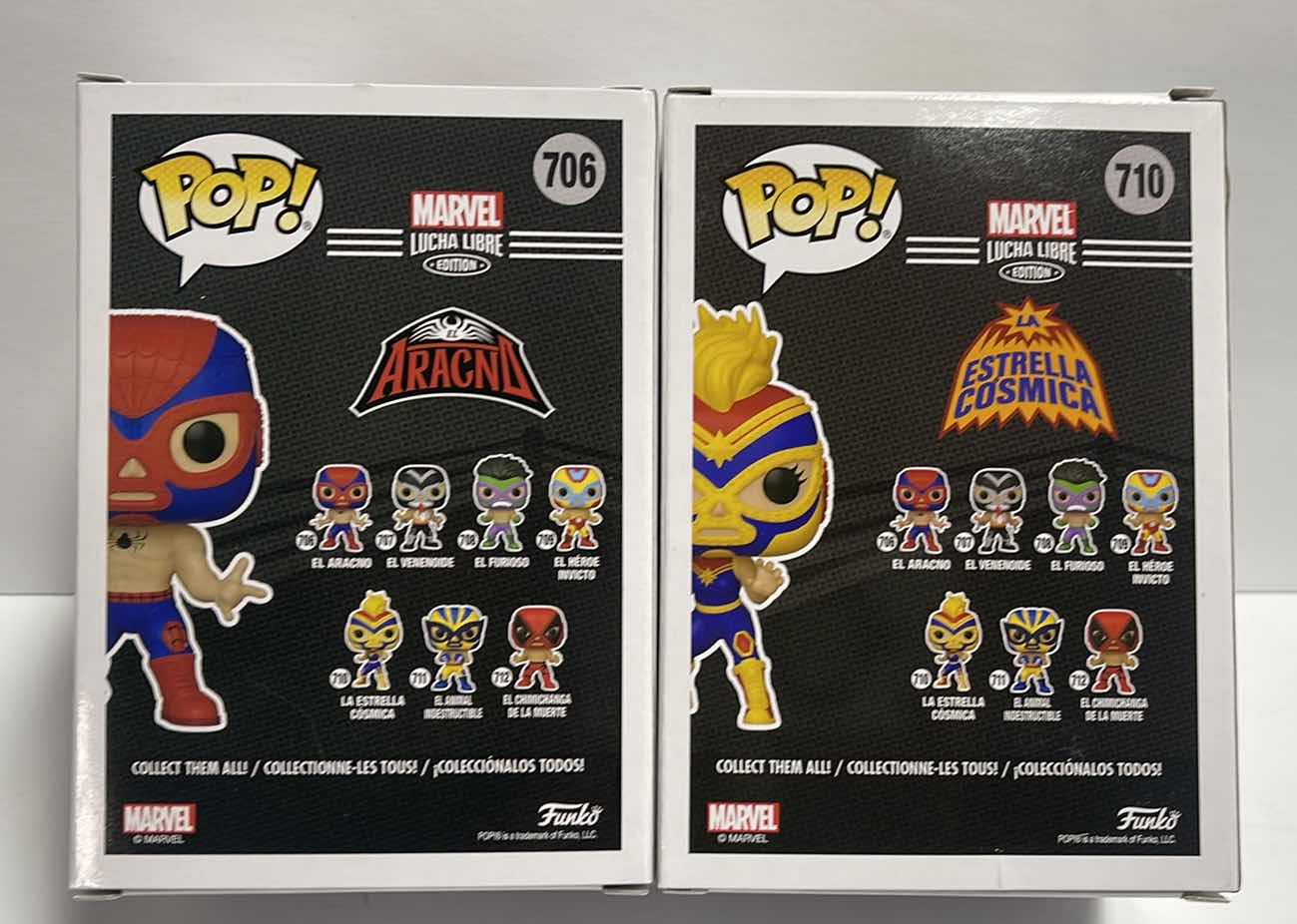 Photo 1 of NIB FUNKO POP MARVEL LUCHA
LIBRE EDITION SERIES "EL ARACNO & LA ESTRELLA COSMICA” - TOTAL RETAIL PRICE $22.00