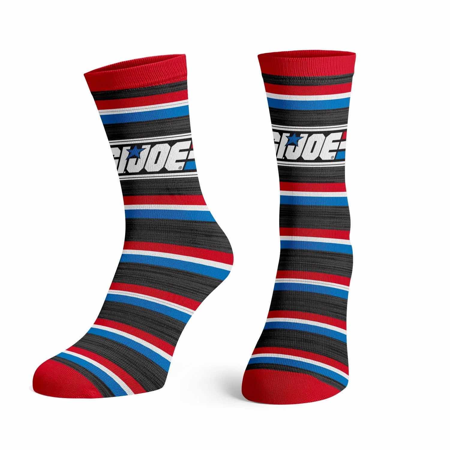 View 1 of NEW BIOWORLD HASBRO G.I. JOE STRIPED CREW SOCKS (MENS SIZE 8-12)
