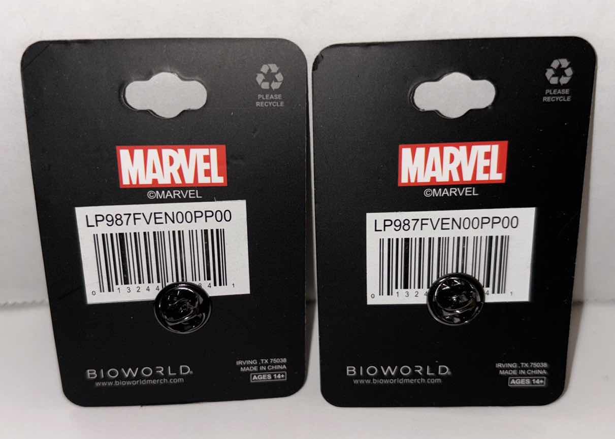 Photo 1 of NEW 2-PACK BIOWORLD MARVEL VENOM FACE PINBACK