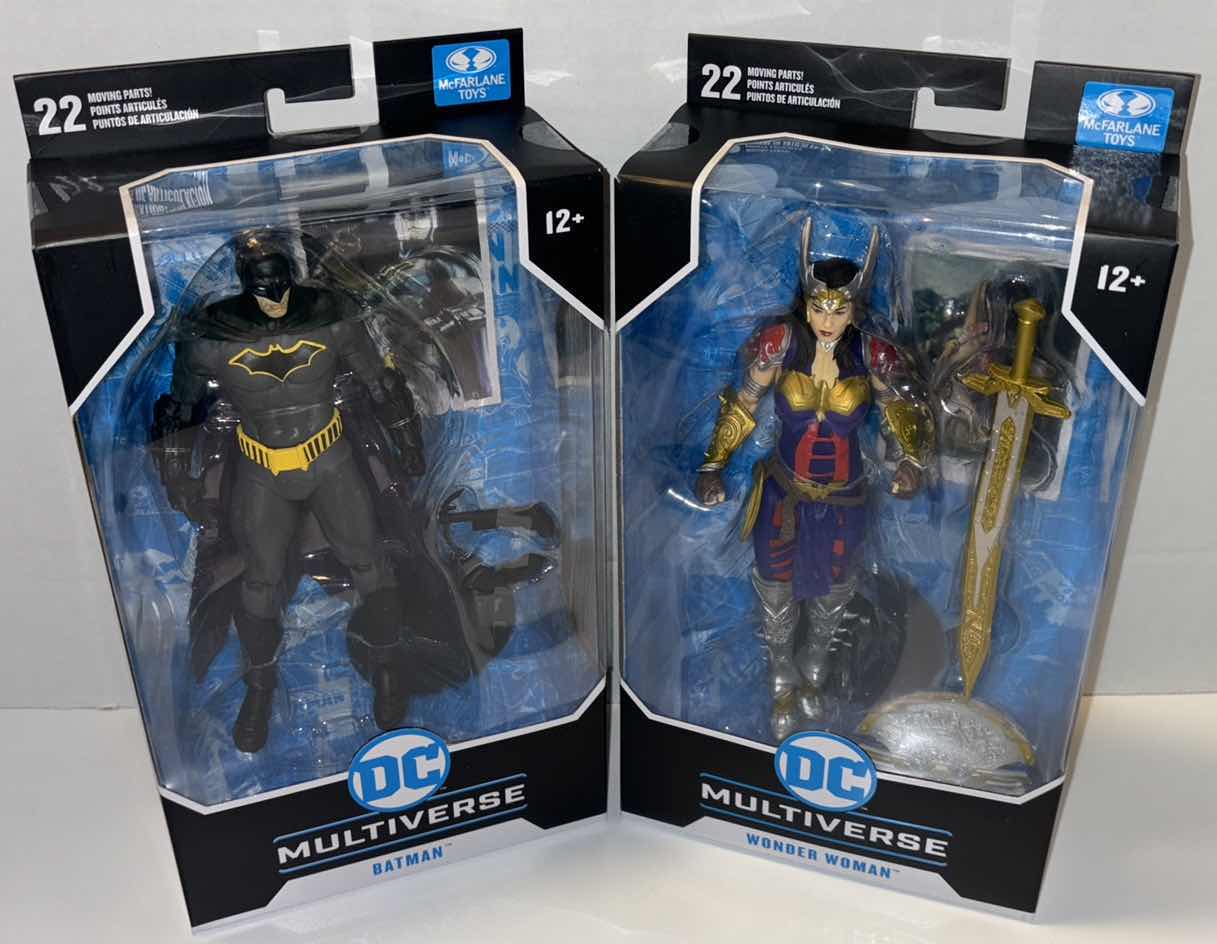 Photo 1 of NEW 2-PACK MCFARLANE TOYS DC MULTIVERSE ACTION FIGURE & ACCESSORIES, DC REBIRTH: “BATMAN” & DESIGNED BY TODD MCFARLANE “WONDER WOMAN”