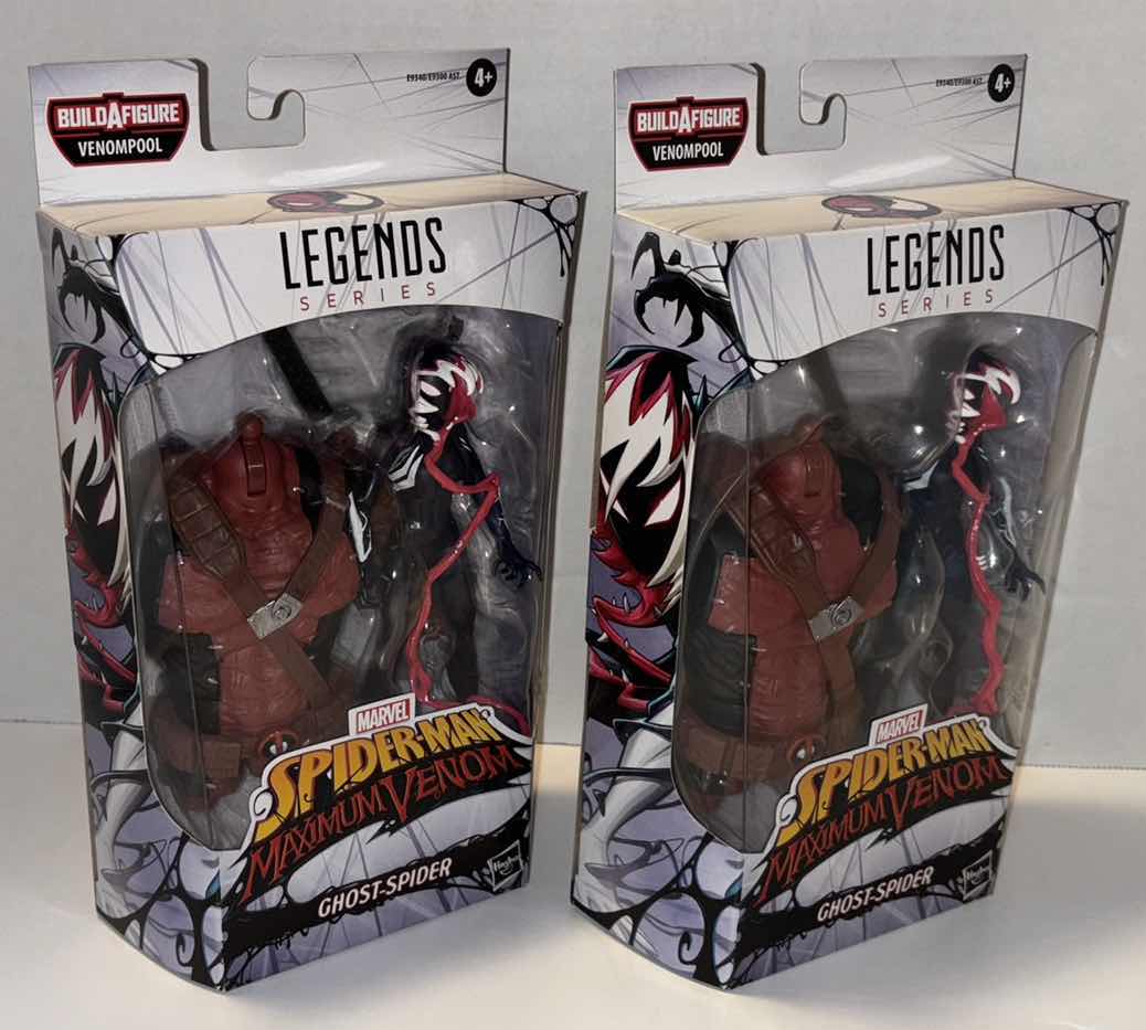 Photo 1 of NEW 2-PACK HASBRO LEGENDS SERIES BAF (VENOMPOOL) MARVEL SPIDER-MAN MAXIMUM VENOM ACTION FIGURE & ACCESSORIES, "GHOST-SPIDER"